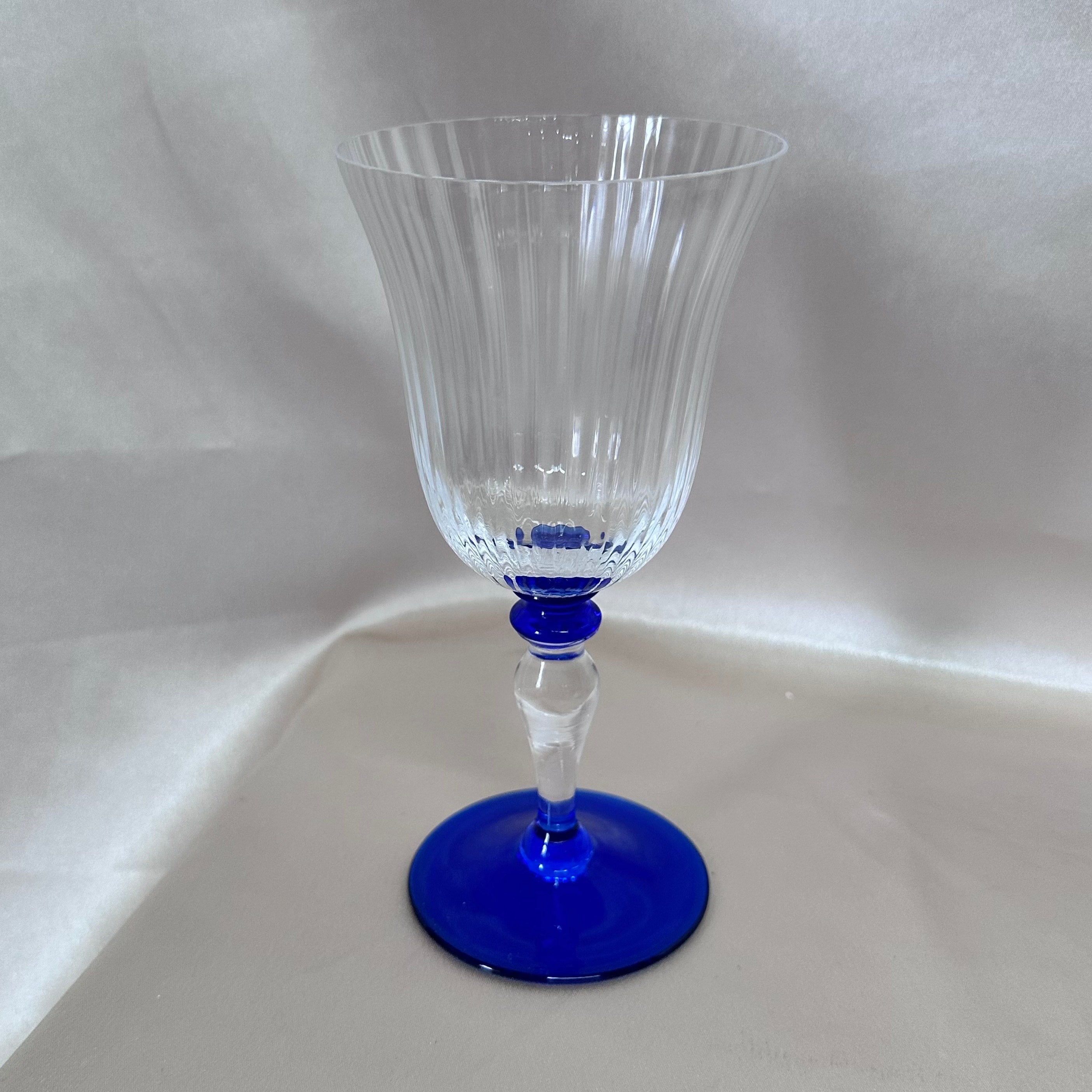 Nasonmoretti Murano Glass Goblet Clear & Blue Set of 6