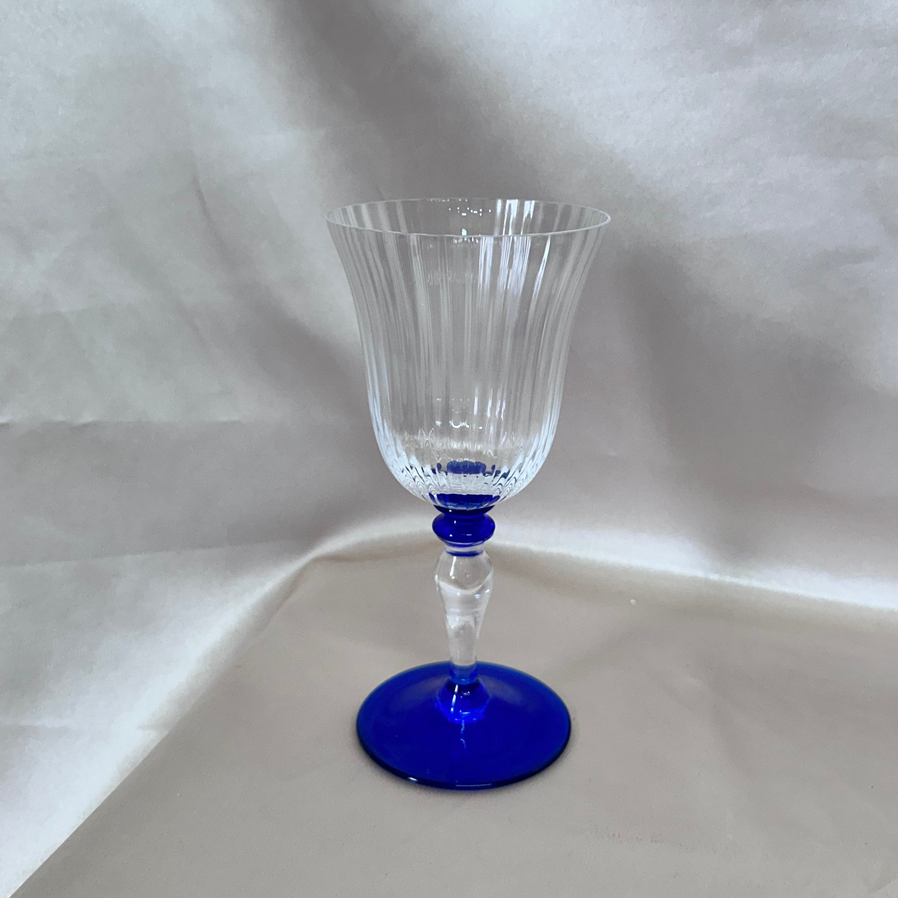 Nasonmoretti Murano Glass Goblet Clear & Blue Set of 6