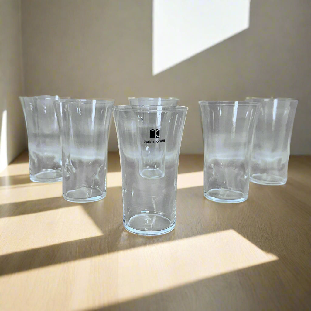 Carlo Moretti Murano Water Clear Glass Set of 6