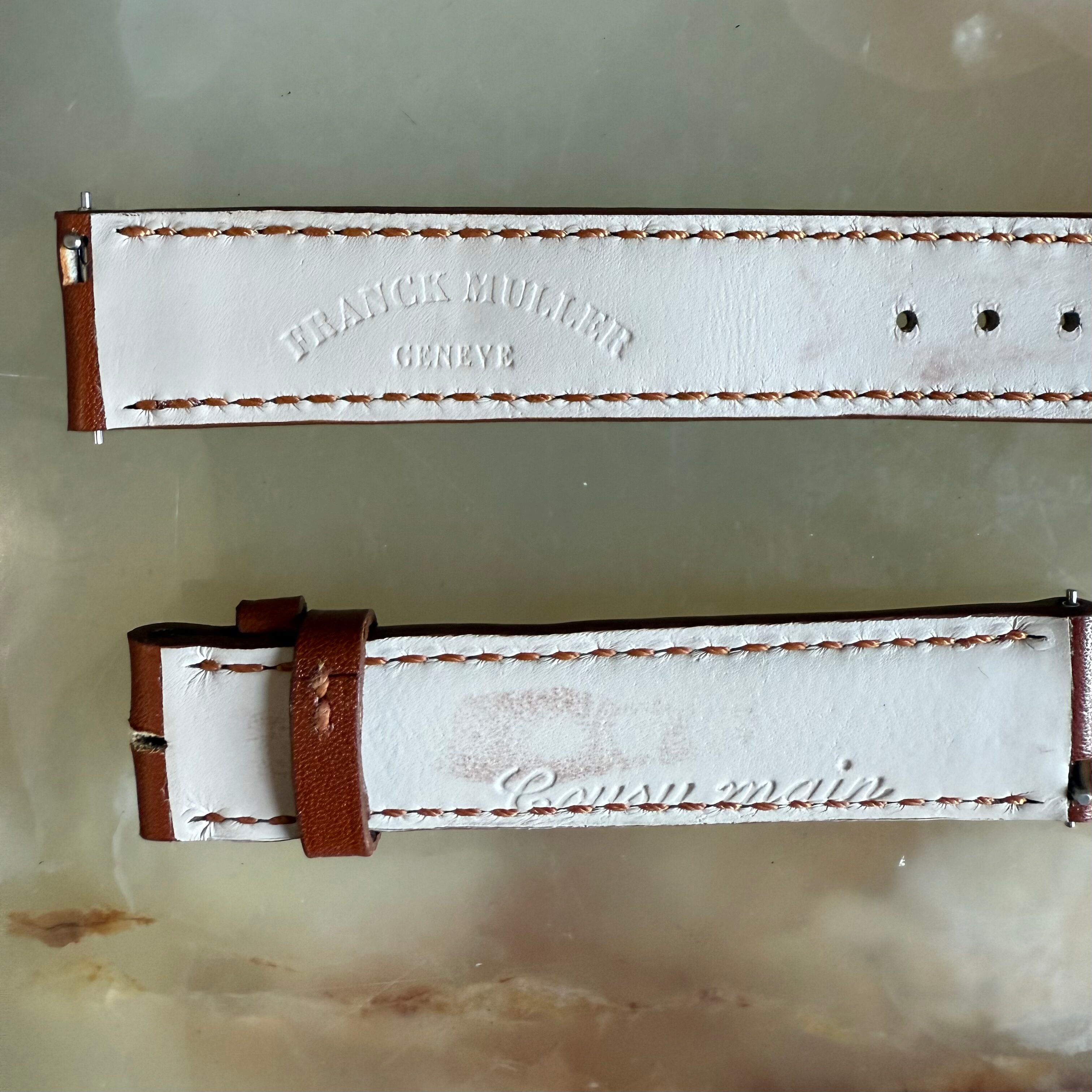 Authentic Franck Muller Brown Leather Watch Strap Band 17mm CB12R28