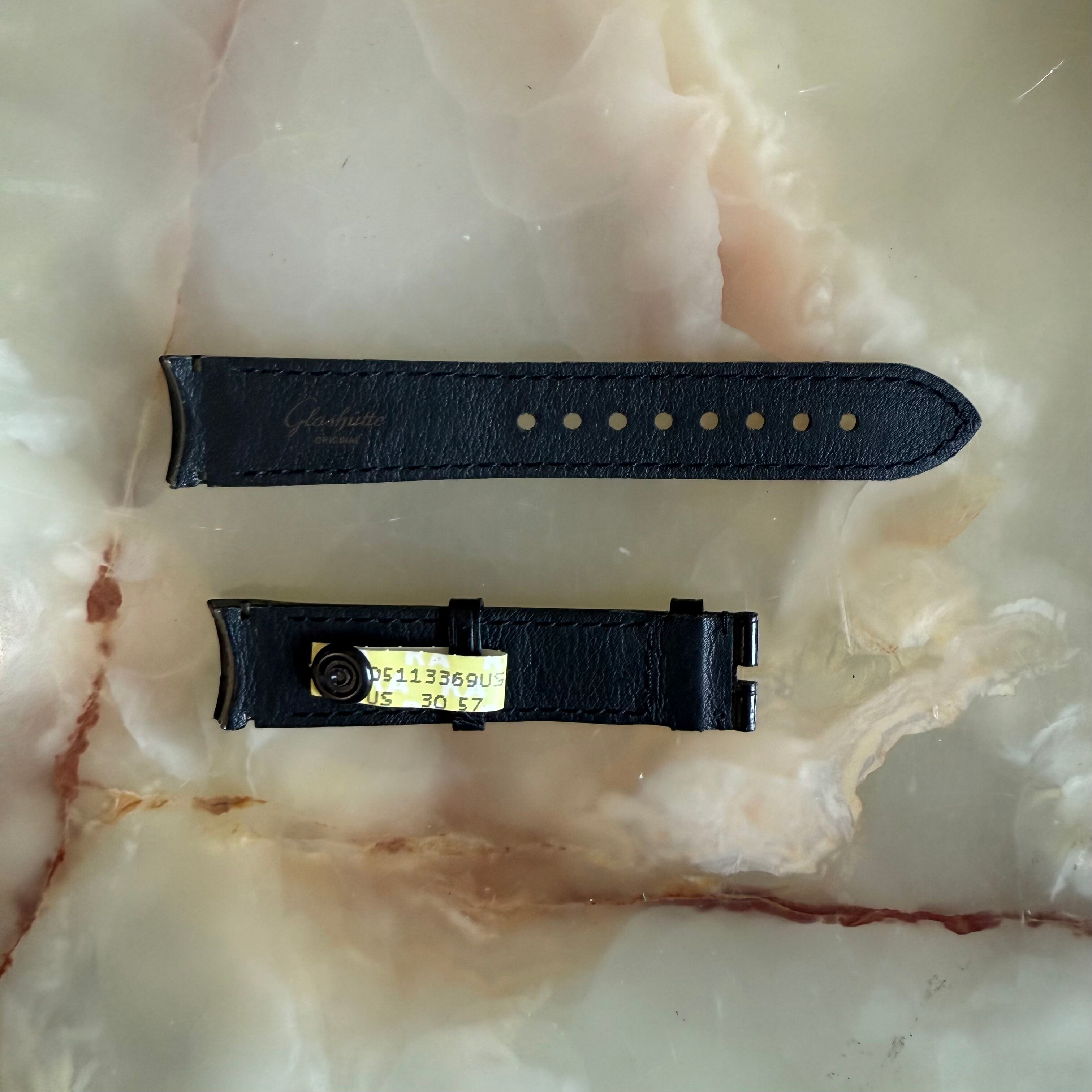 Authentic Glashutte Black Alligator Watch Strap Band 20mm GLA0600072