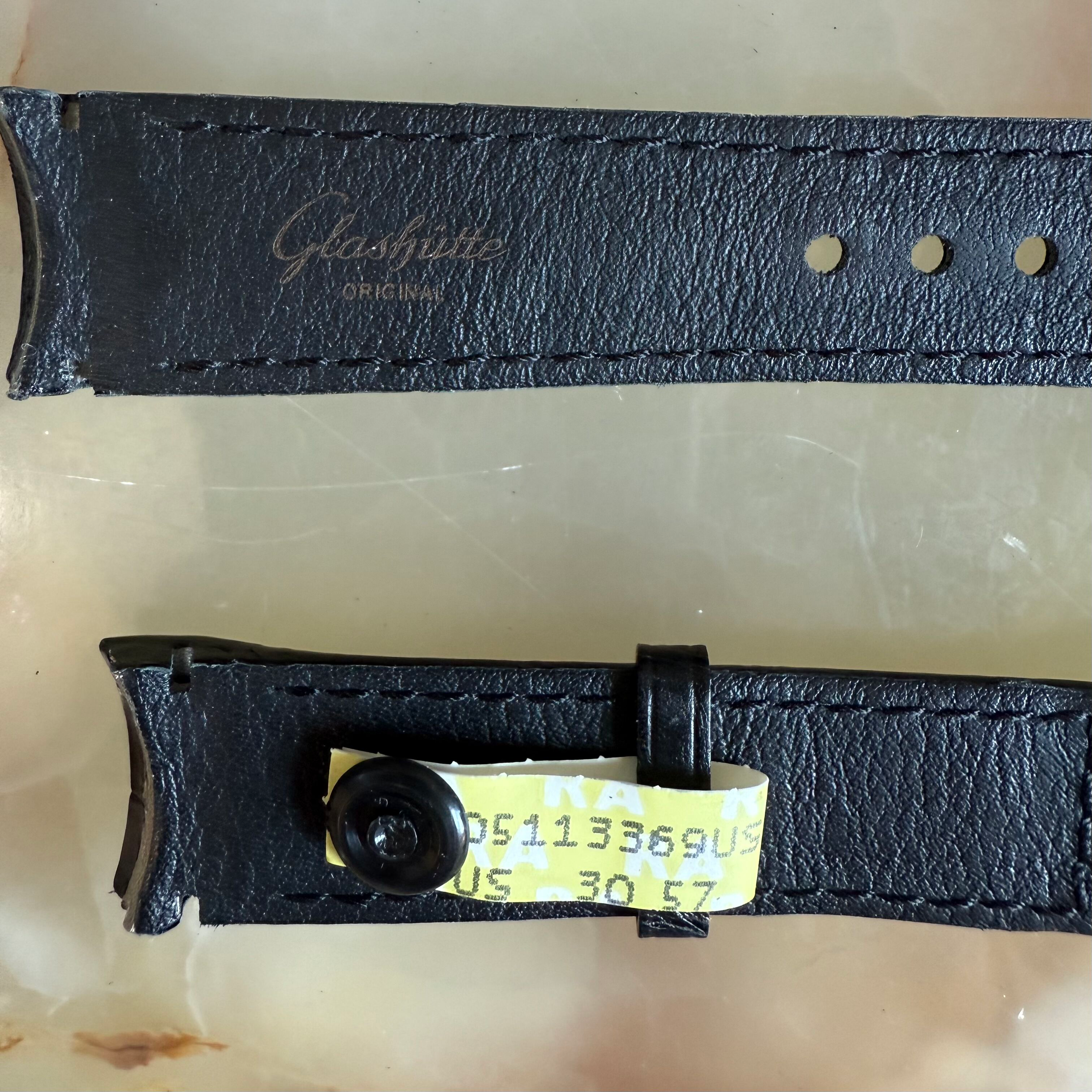 Authentic Glashutte Black Alligator Watch Strap Band 20mm GLA0600072