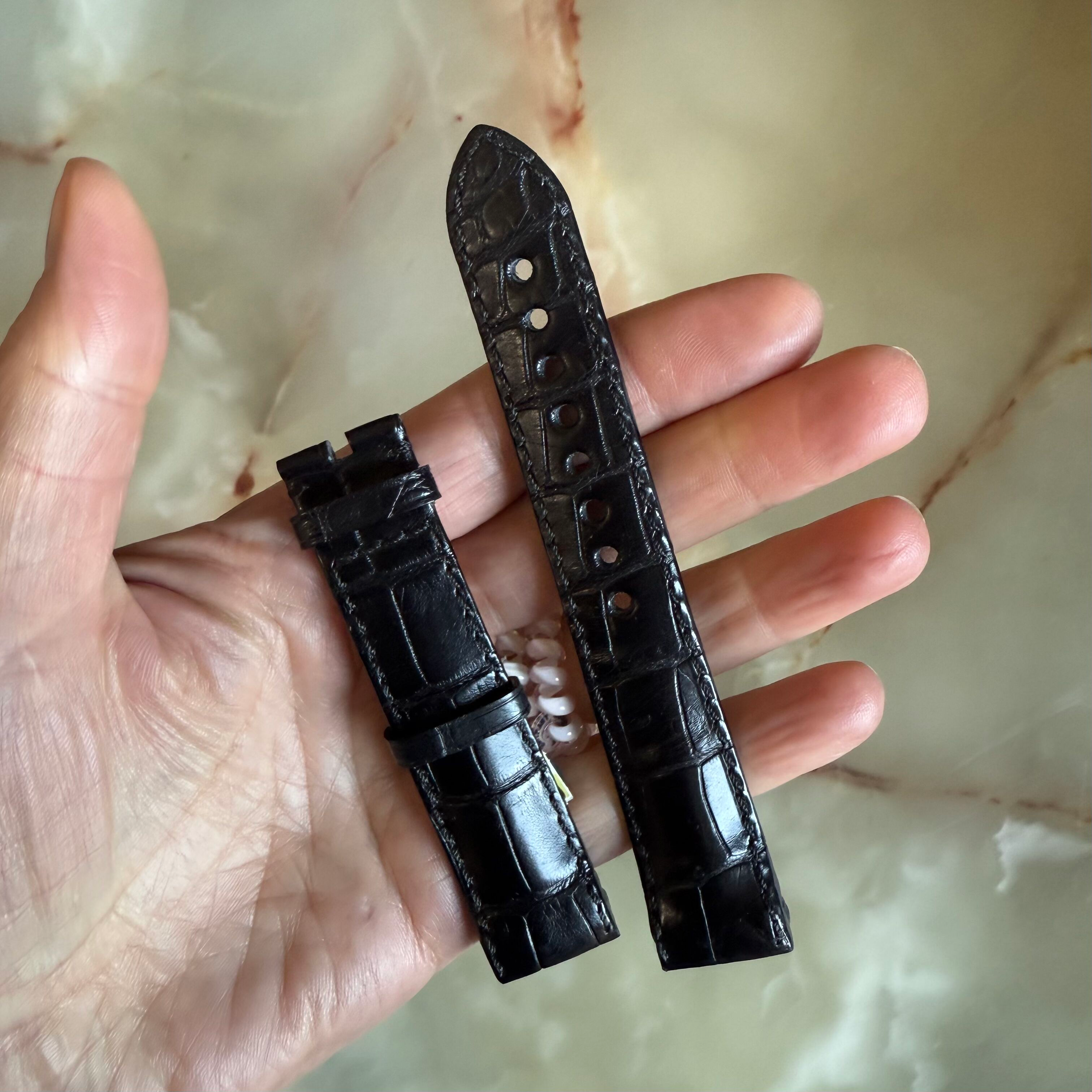 Authentic Glashutte Black Alligator Watch Strap Band 20mm GLA0600072
