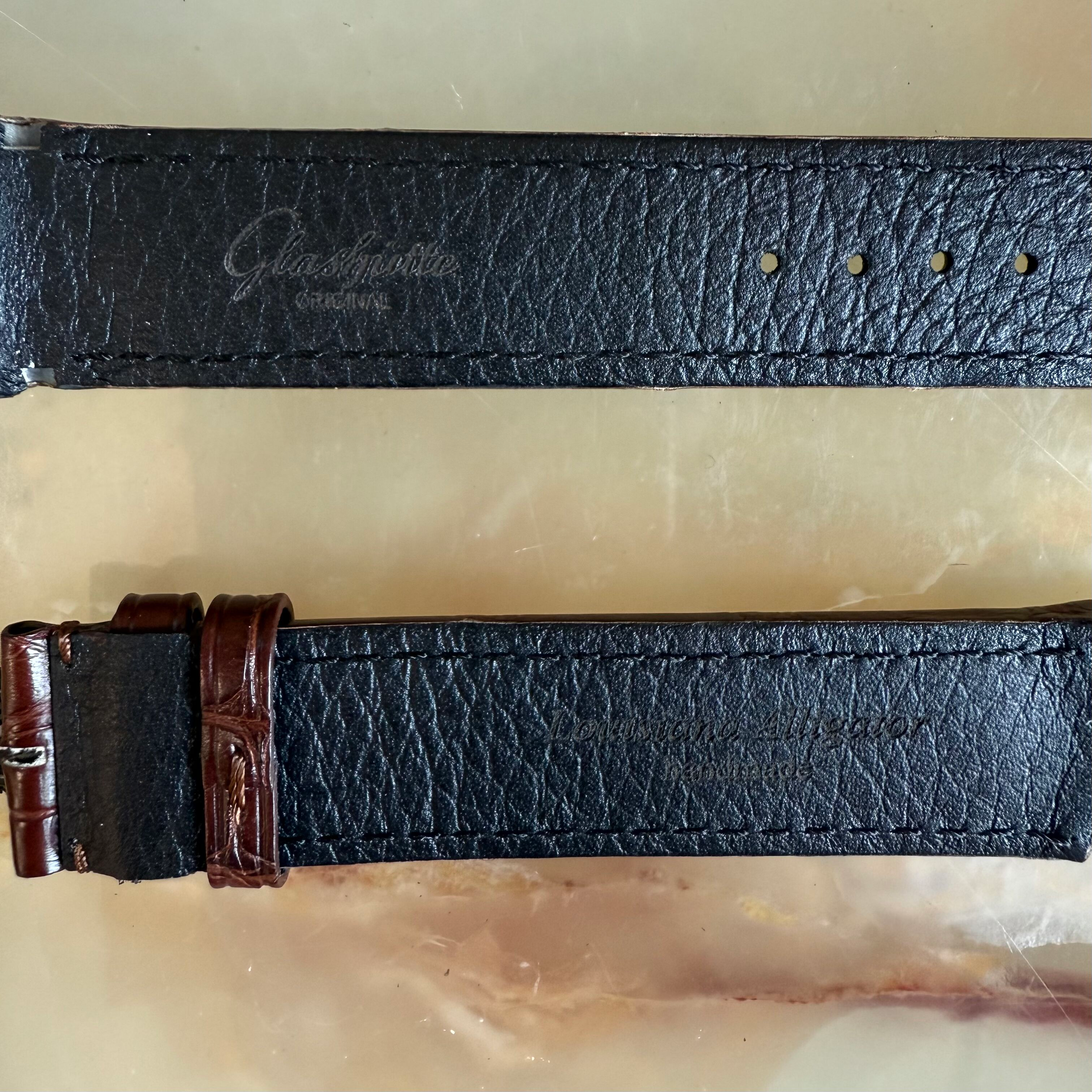 Authentic Glashutte Brown Alligator Watch Strap Band 20mm