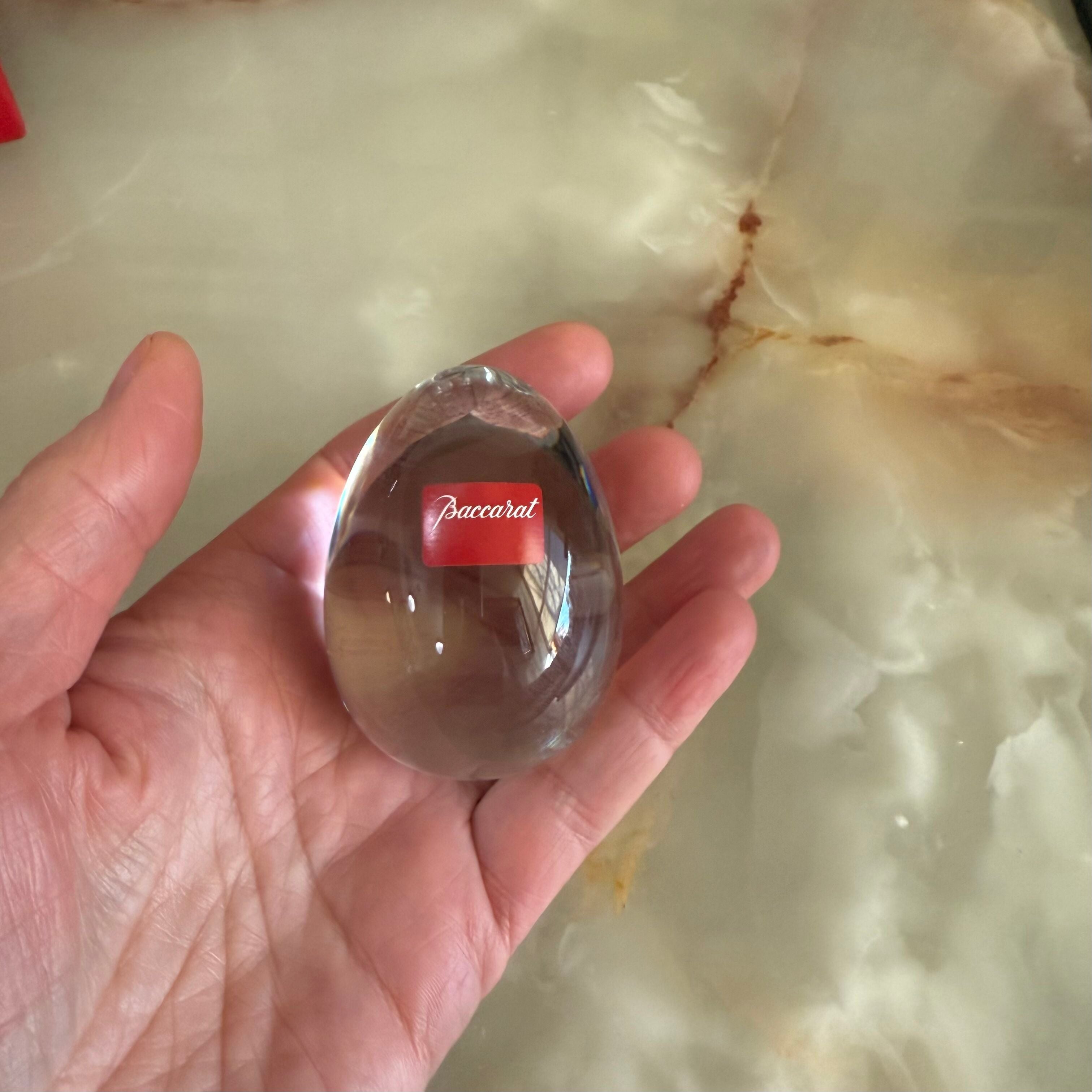 Baccarat Crystal Egg Clear with Stand Original Packaging