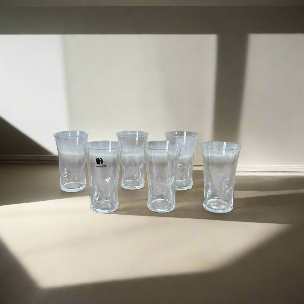 Carlo Moretti Murano Shot Clear Glass Set of 6