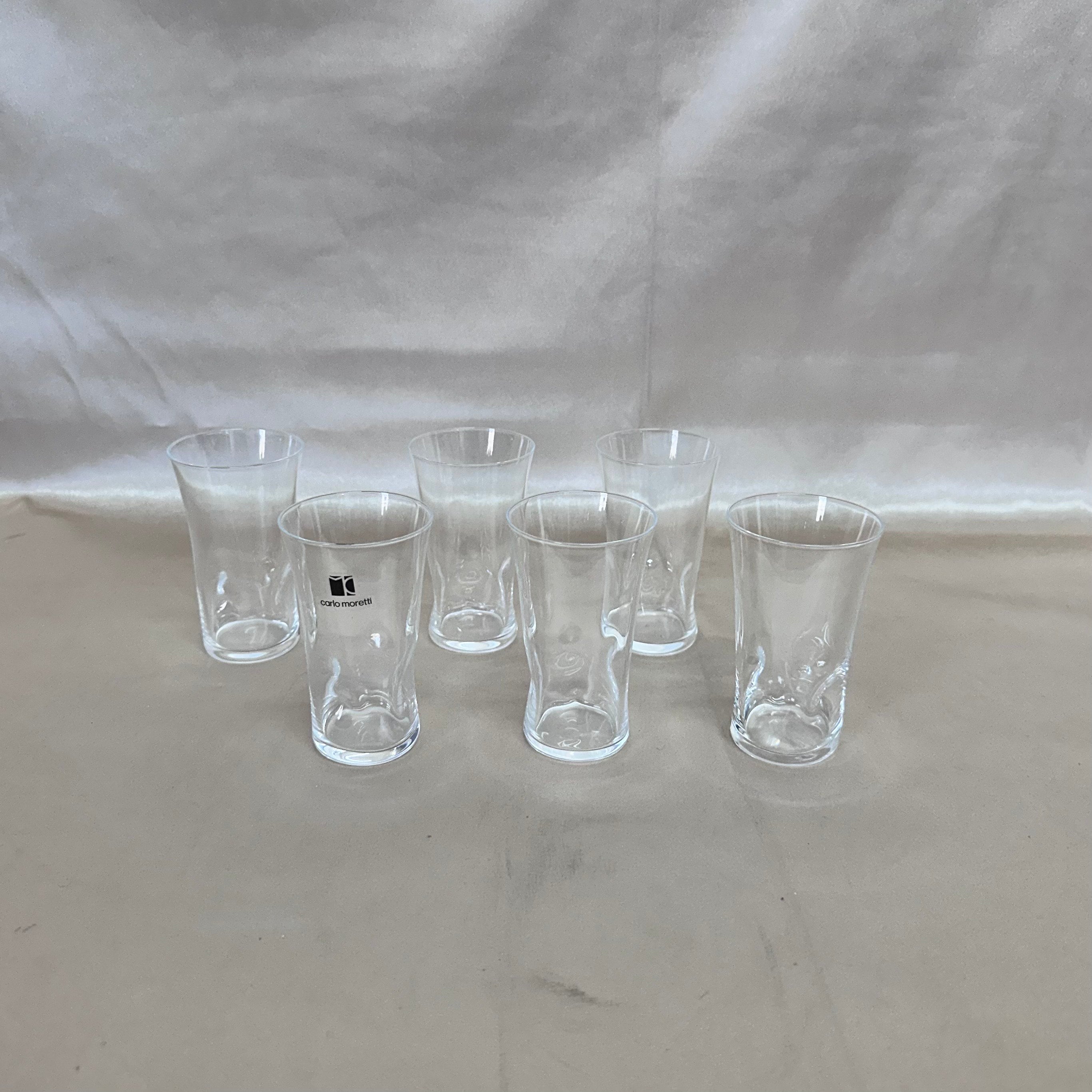 Carlo Moretti Murano Shot Clear Glass Set of 6