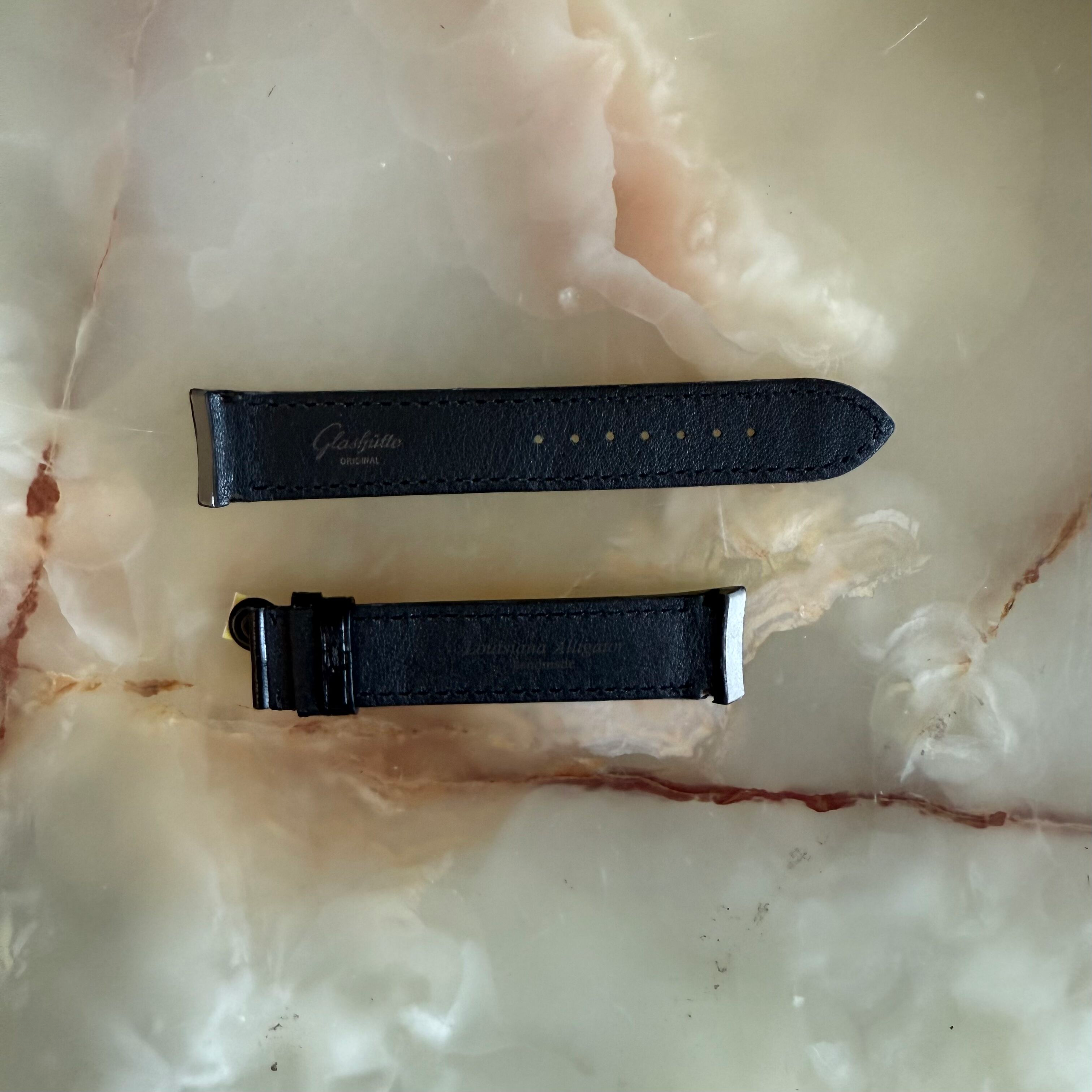 Authentic Glashutte Black Alligator Watch Strap Band 20mm GLA0600078