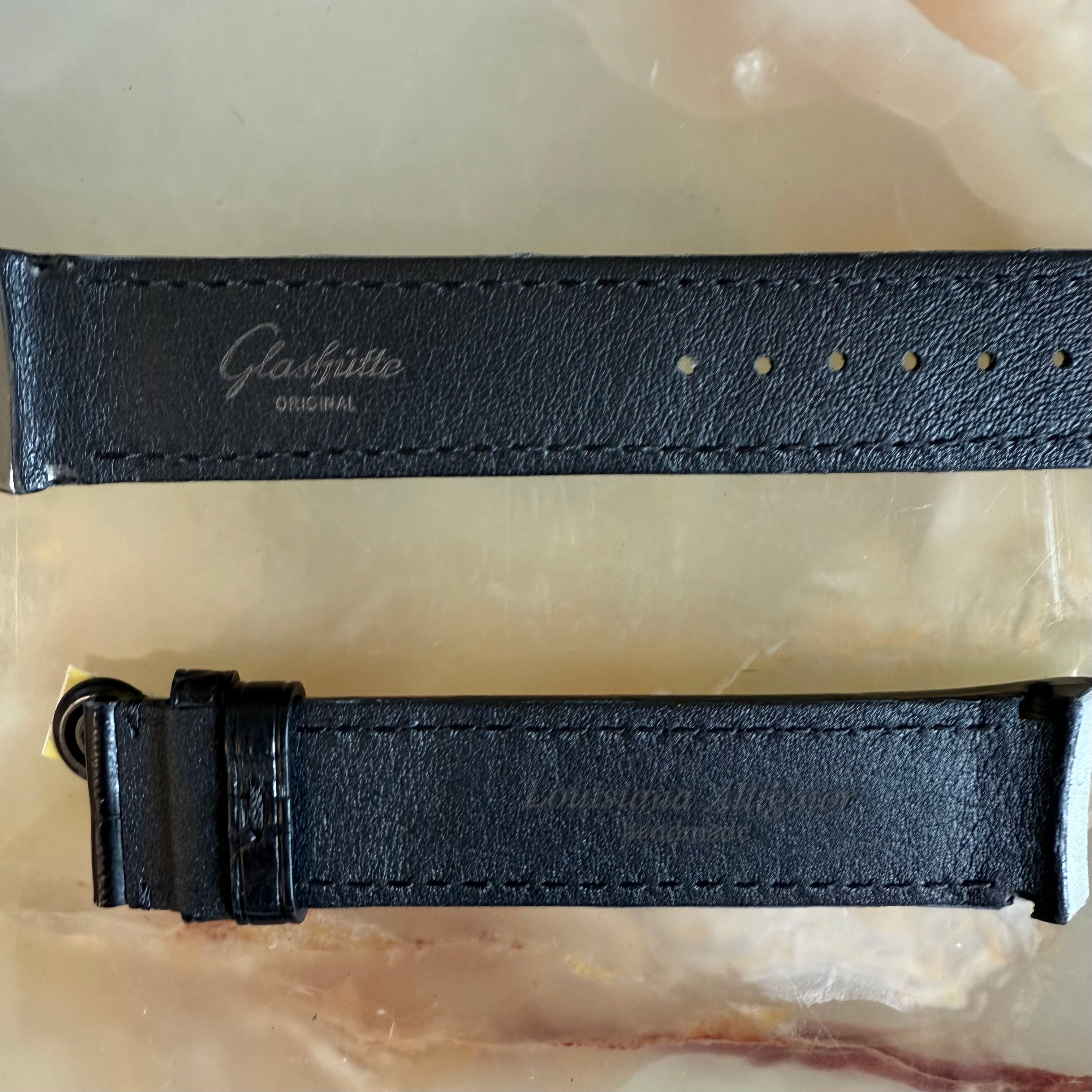 Authentic Glashutte Black Alligator Watch Strap Band 20mm GLA0600078