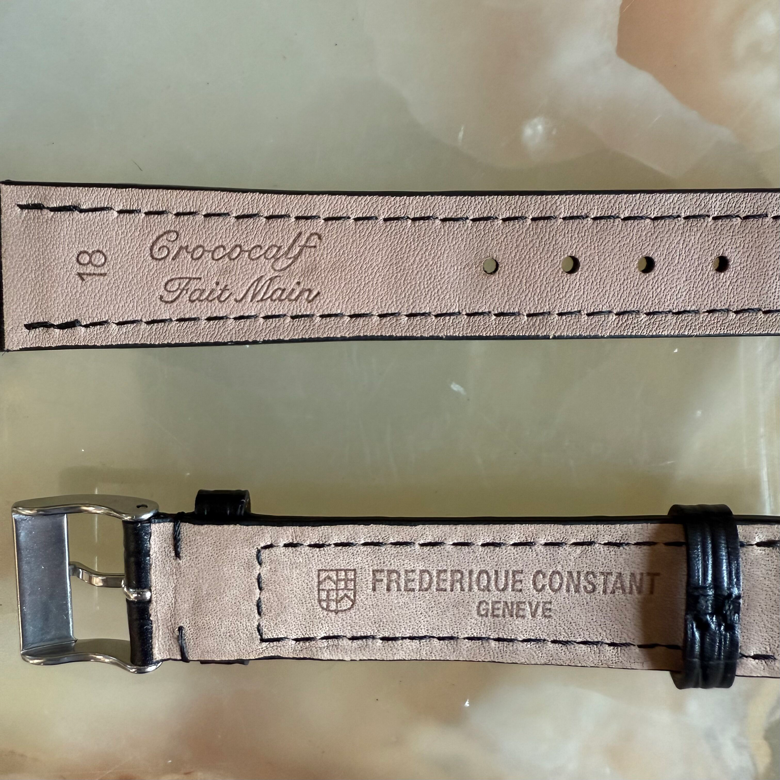 Authentic Frederique Constant Black Crocodile Watch Strap Band 18mm with Buckle