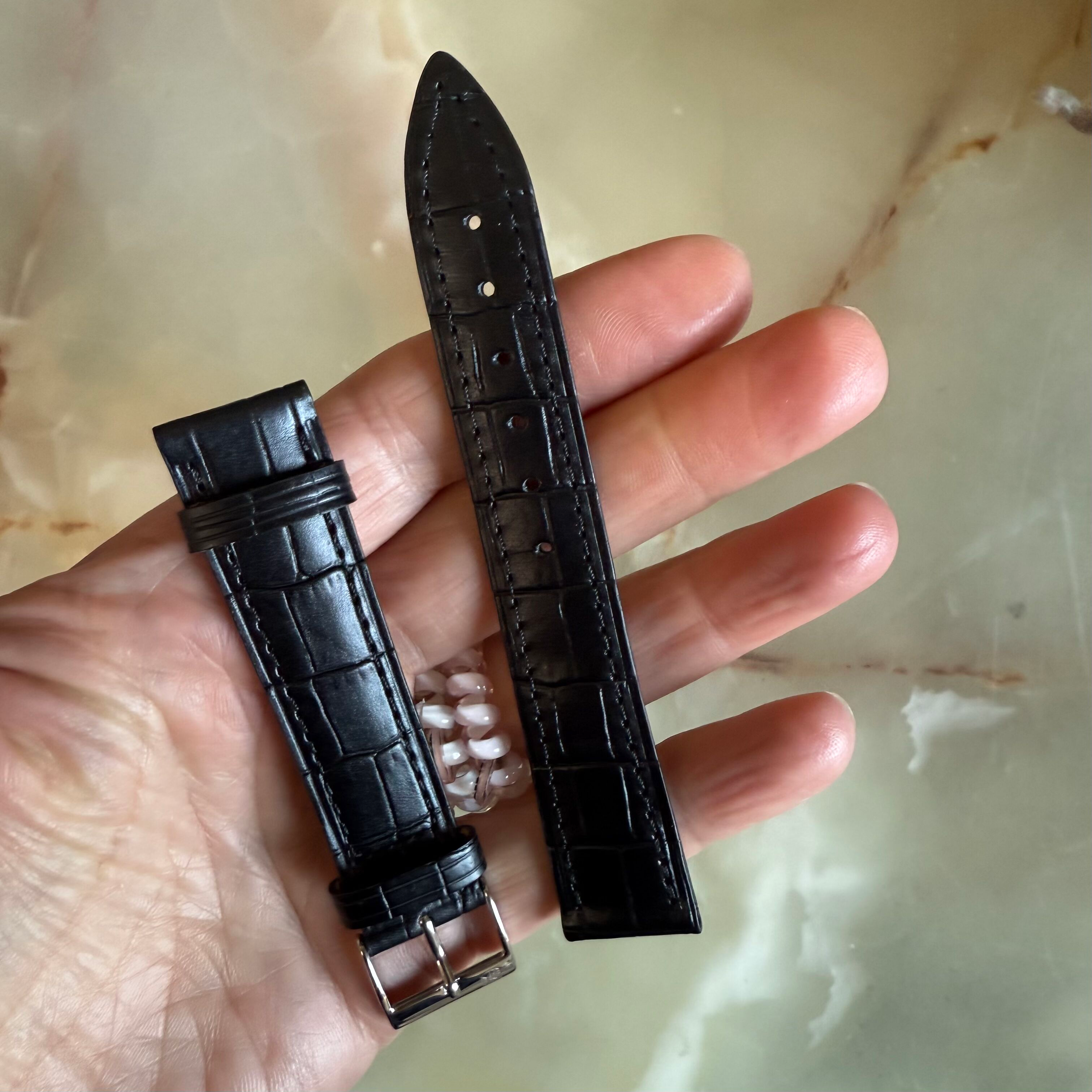 Authentic Frederique Constant Black Crocodile Watch Strap Band 18mm with Buckle