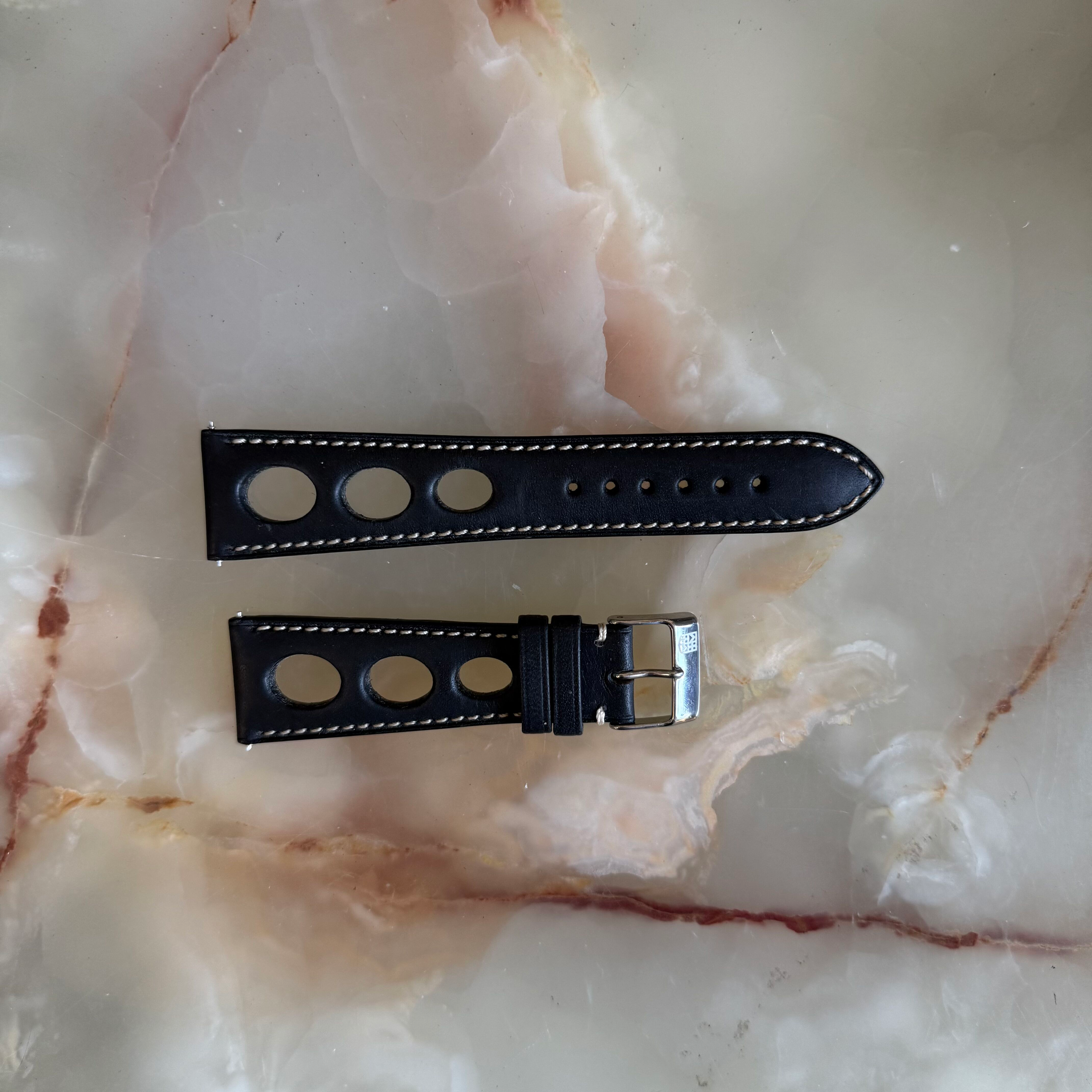 Authentic Frederique Constant Black Leather Watch Strap Band 23mm with Buckle FCS- HDBR23X18