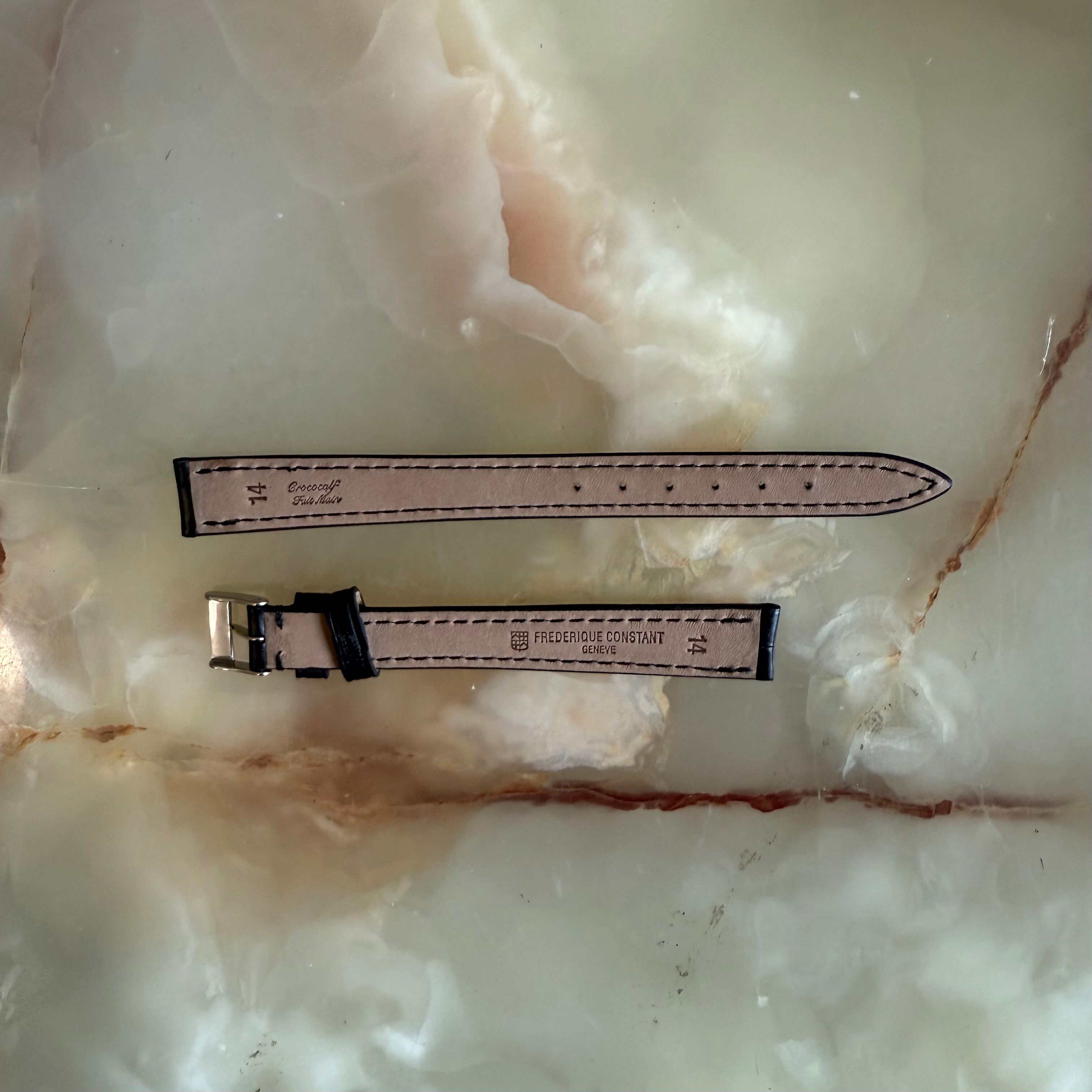 Authentic Frederique Constant Black Crocodile Watch Strap Band 14mm with Buckle