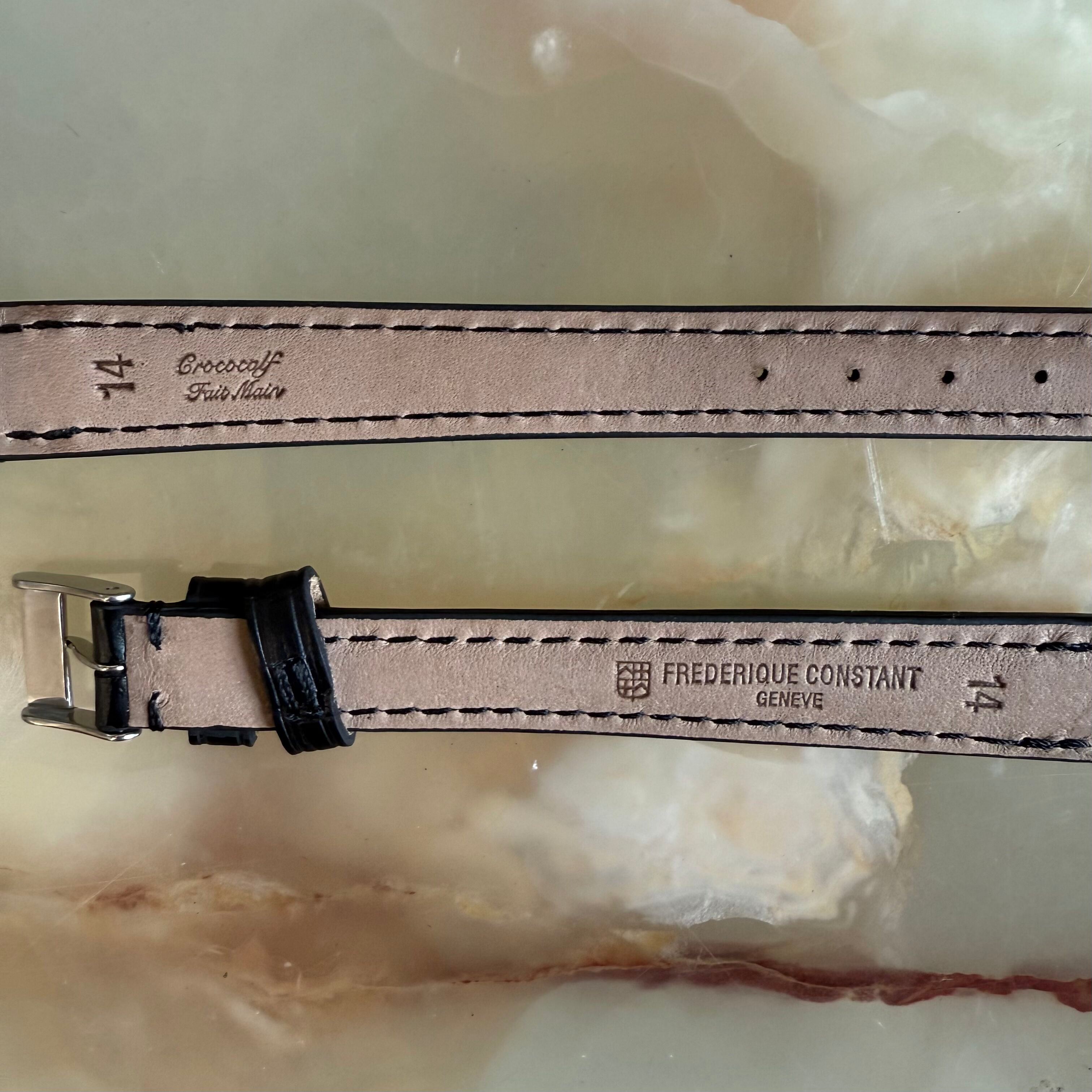 Authentic Frederique Constant Black Crocodile Watch Strap Band 14mm with Buckle