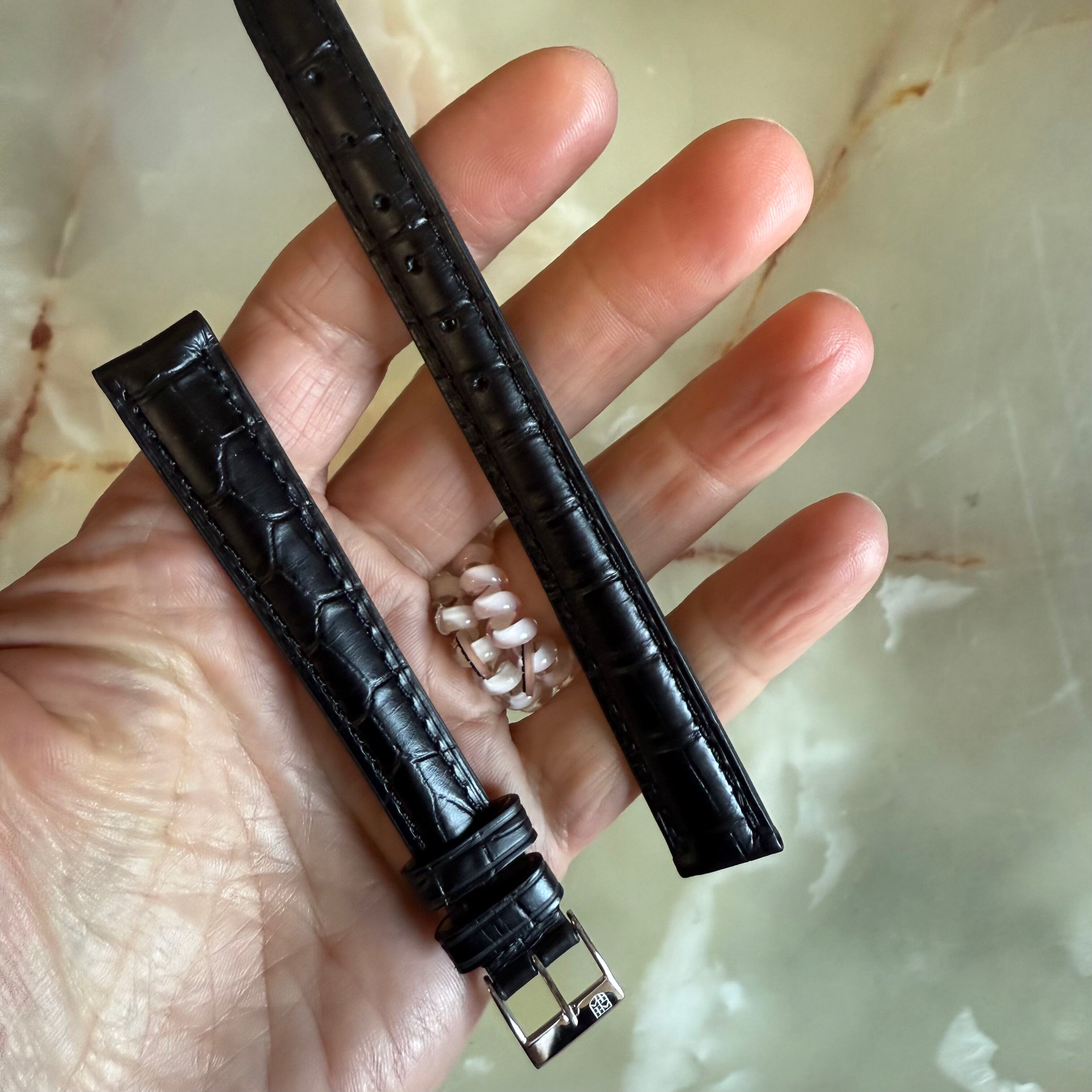 Authentic Frederique Constant Black Crocodile Watch Strap Band 14mm with Buckle
