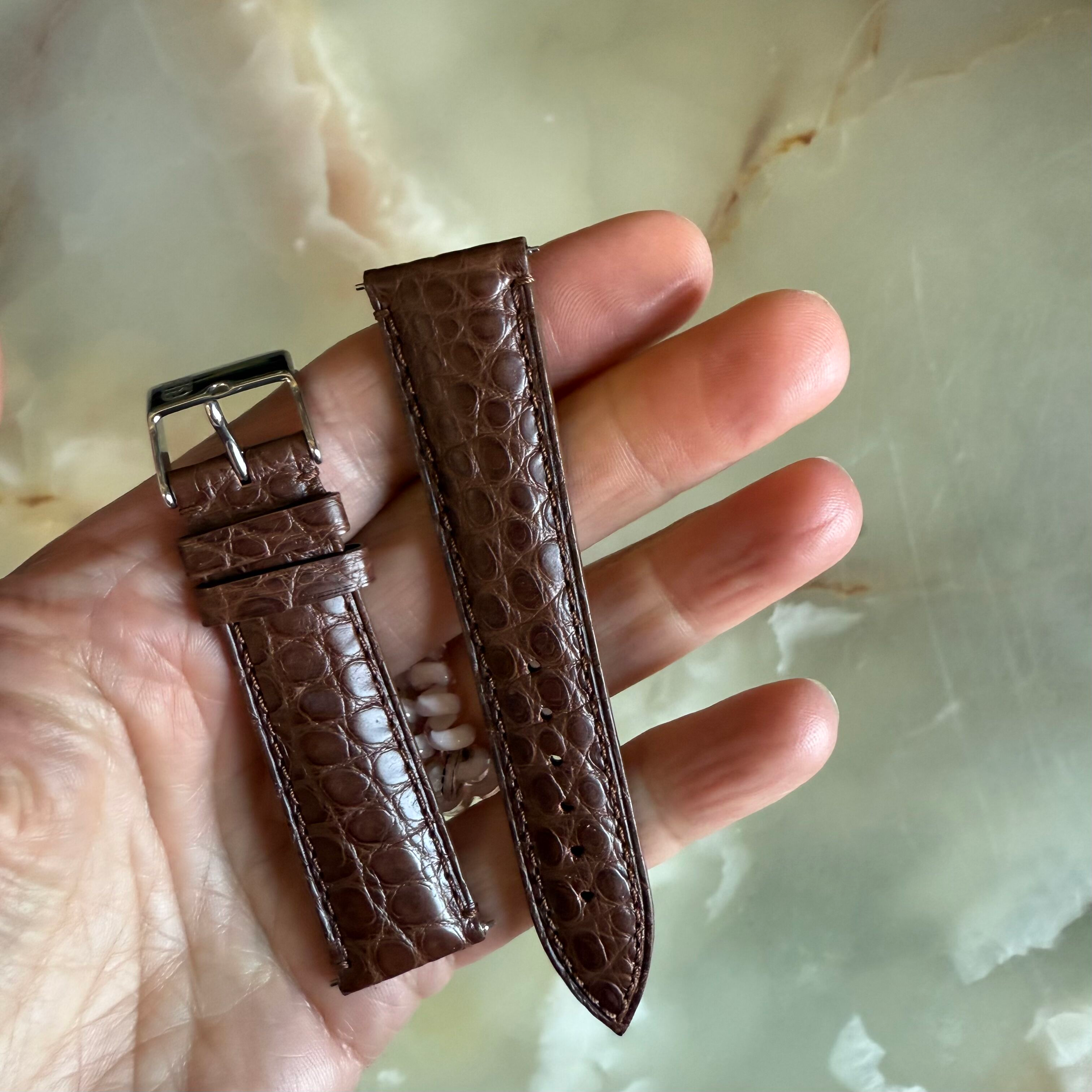 Authentic Frederique Constant Brown Crocodile Watch Strap Band 19mm with Buckle