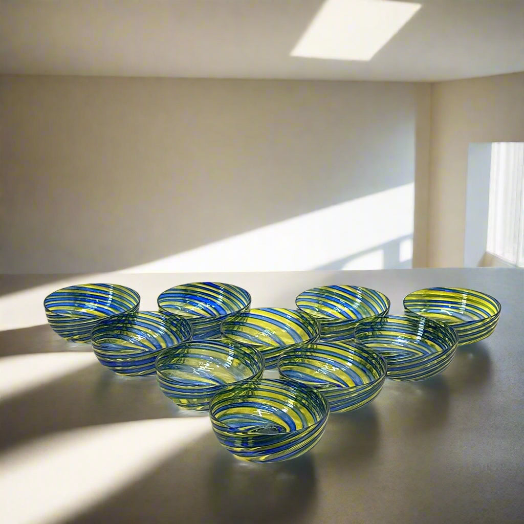 Carlo Moretti Murano Swirl Glass Bowl Set of 10