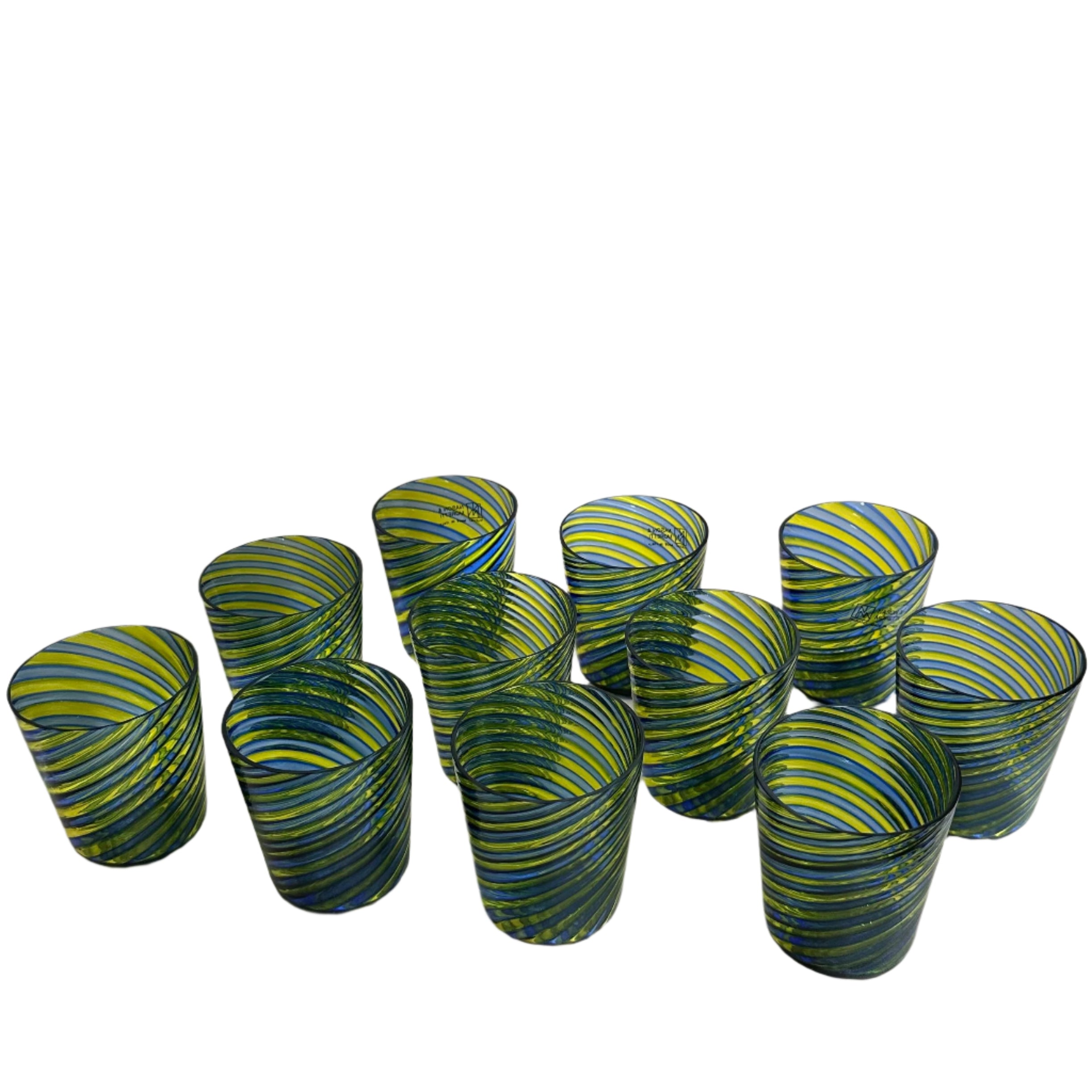 Carlo Moretti Murano Glass Swirl Tumbler Set of 11