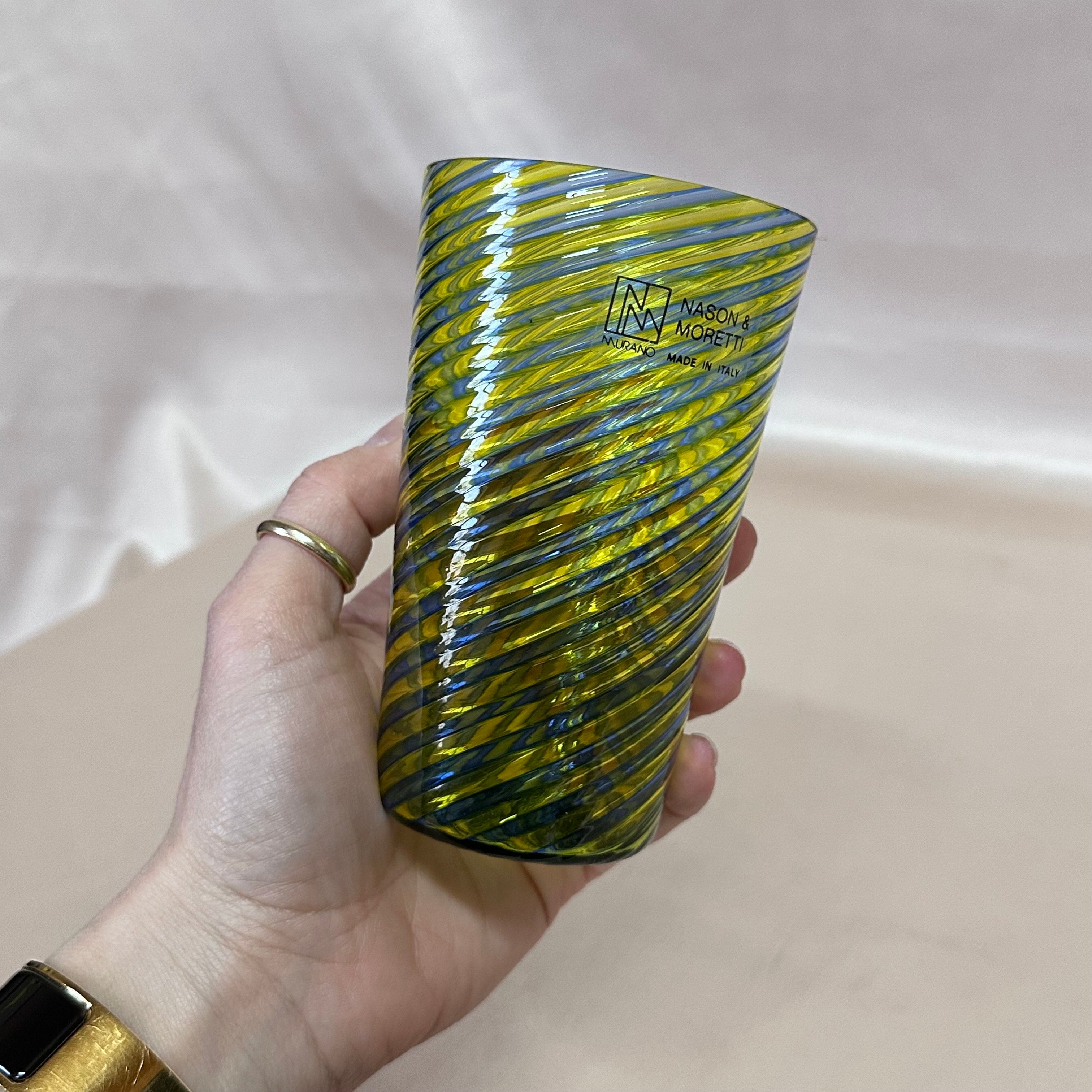 NasonMoretti Murano Swirl Candy Water Glass Set of 10