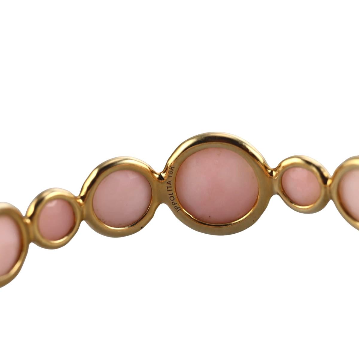 Ippolita Lollipop 18k Gold Cabochon Pink Opal Bangle Bracelet
