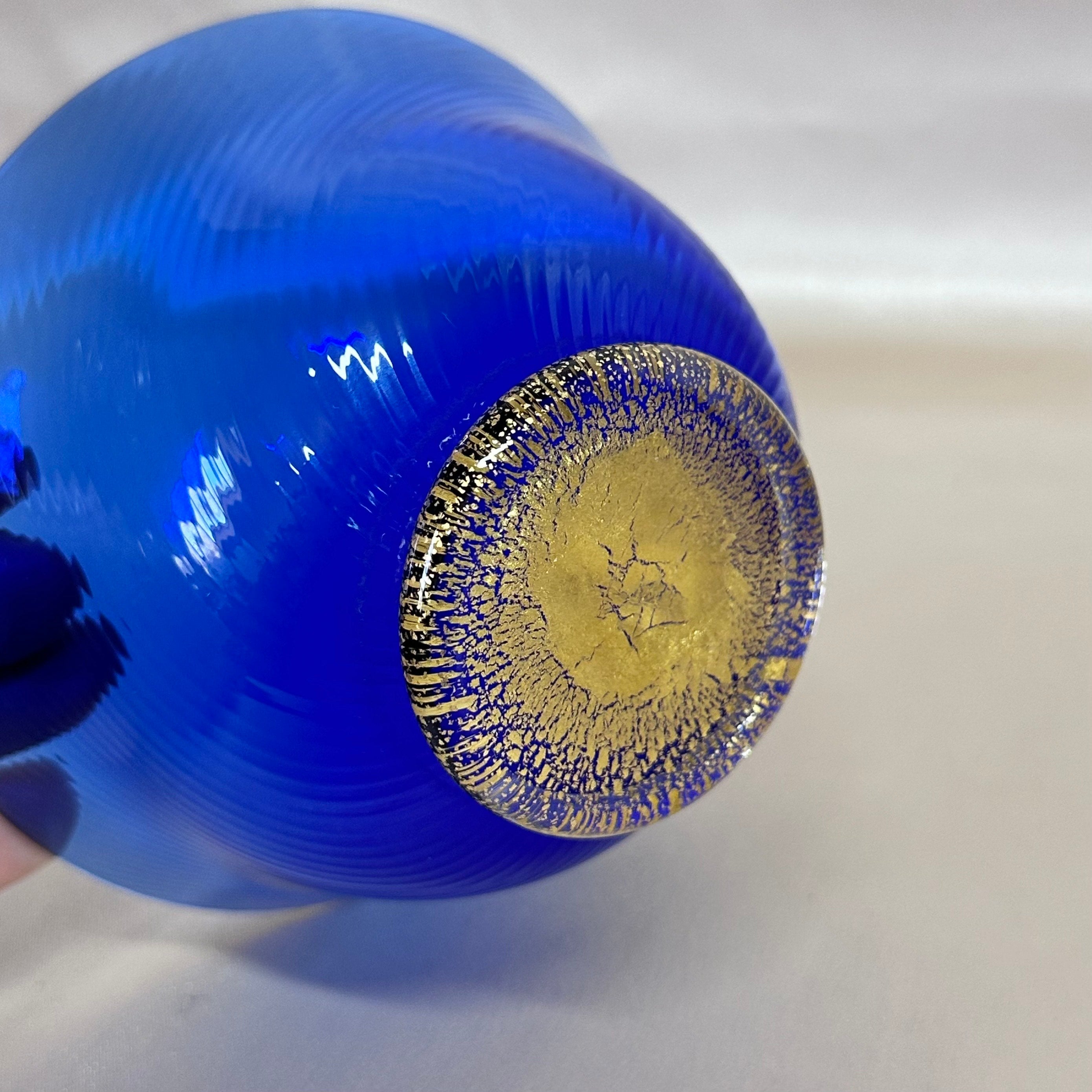 Carlo Moretti Murano Blue & Gold Glass Bowl Set of 5