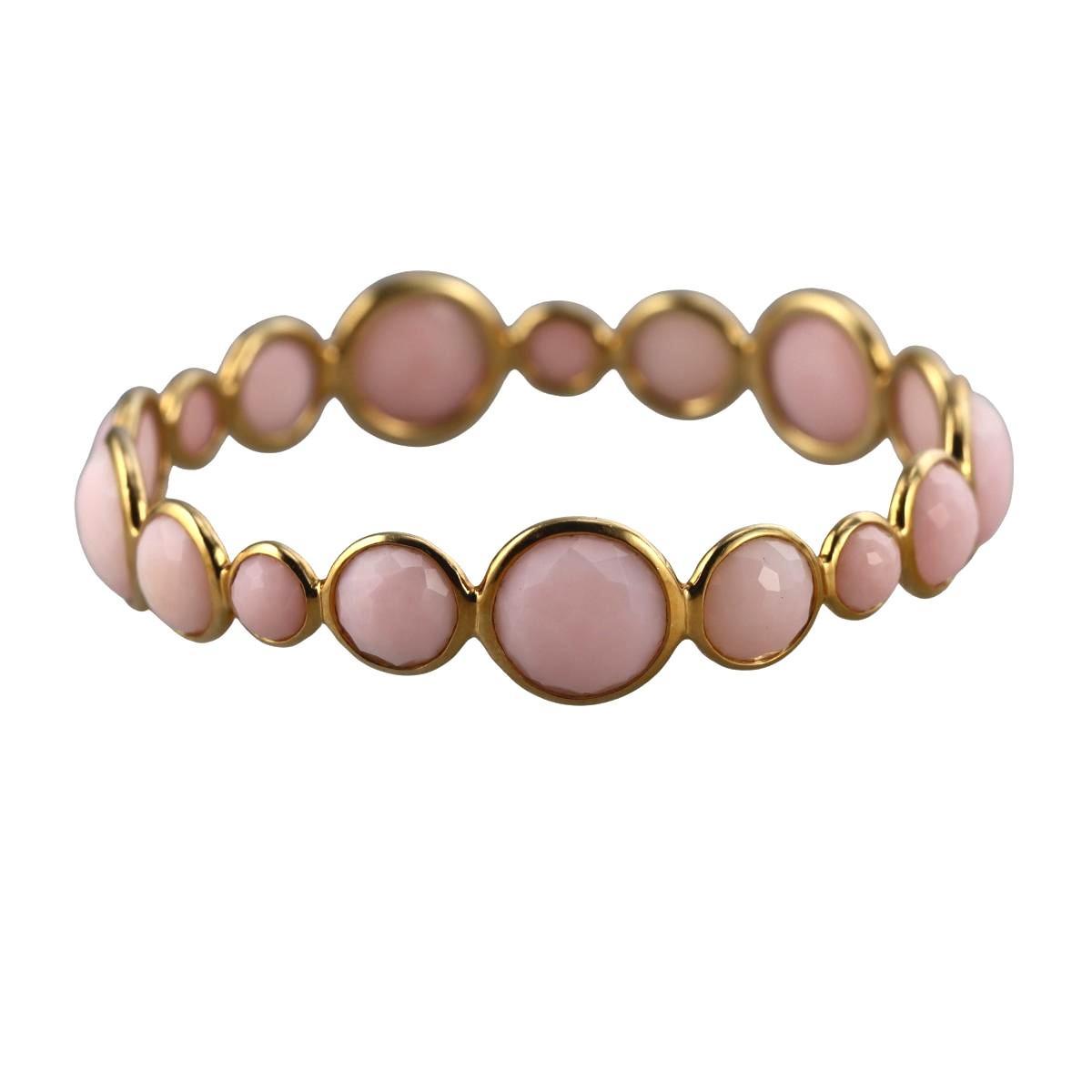 Ippolita Lollipop 18k Gold Cabochon Pink Opal Bangle Bracelet