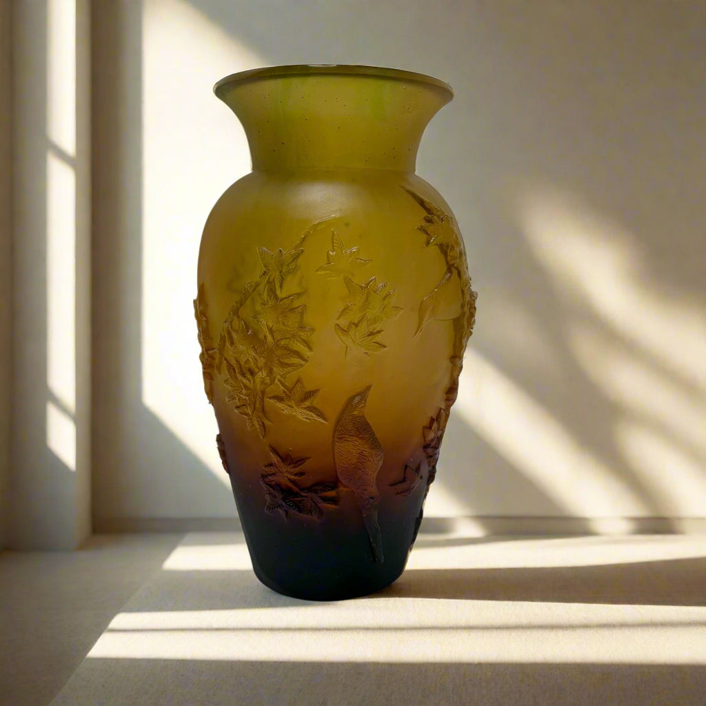 Daum Crystal Amber Autumn Vase 05294-3