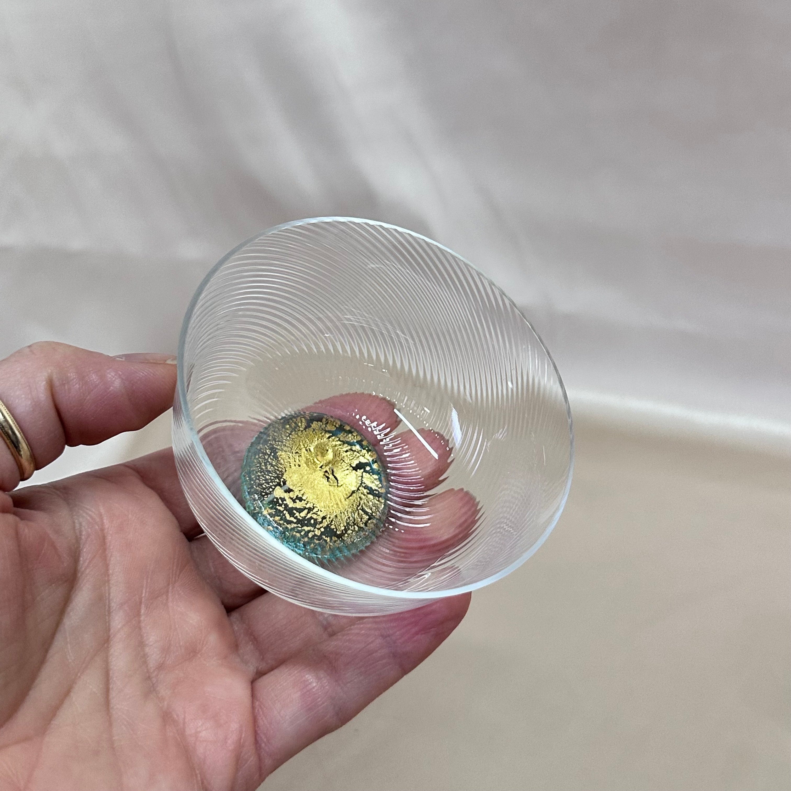 Nasonmoretti Murano Small Miniature Blue & Gold Glass Bowl Set of 5