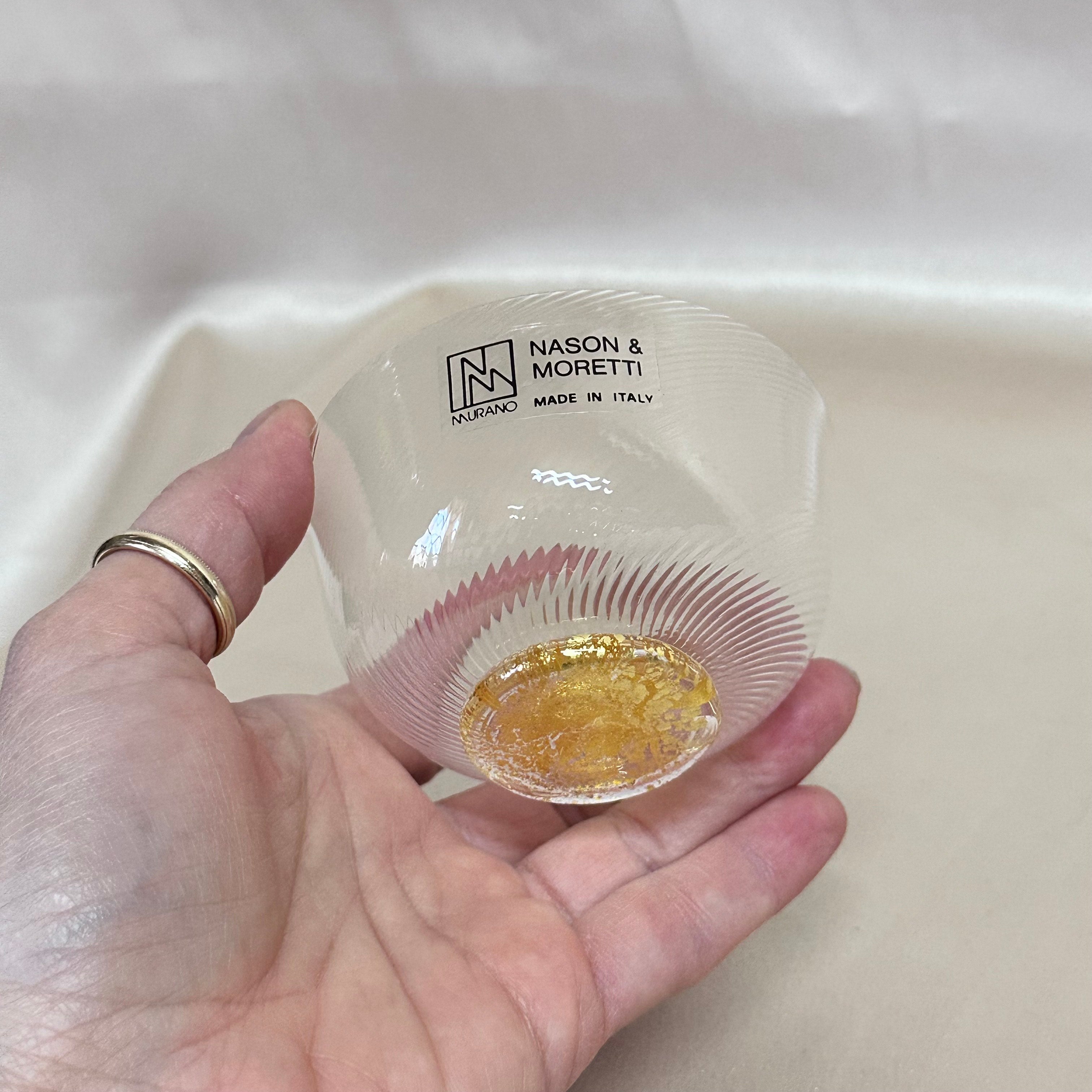 Nasonmoretti Murano Small Miniature Blue & Gold Glass Bowl Set of 5