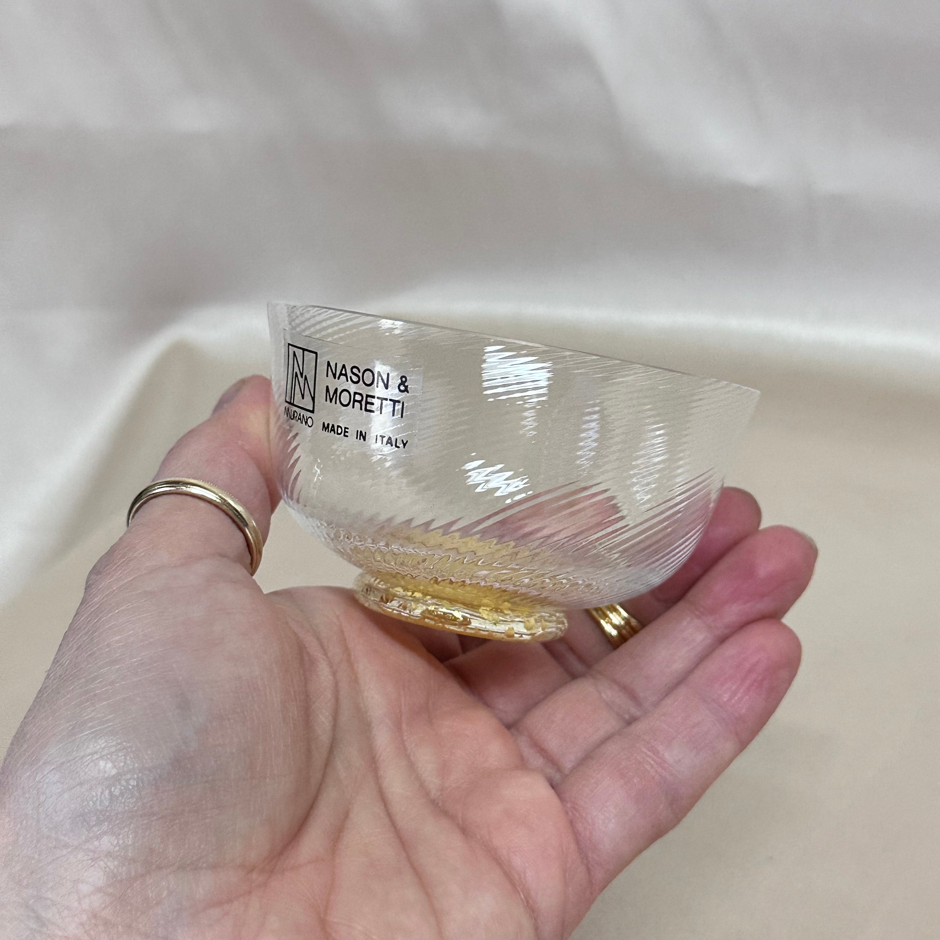 Nasonmoretti Murano Small Miniature Blue & Gold Glass Bowl Set of 5