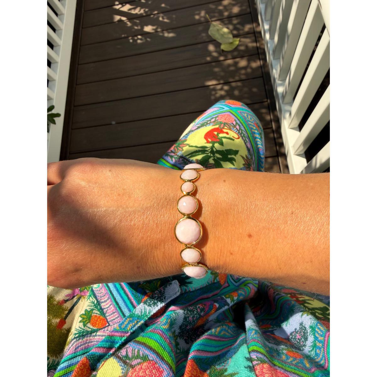 Ippolita Lollipop 18k Gold Cabochon Pink Opal Bangle Bracelet