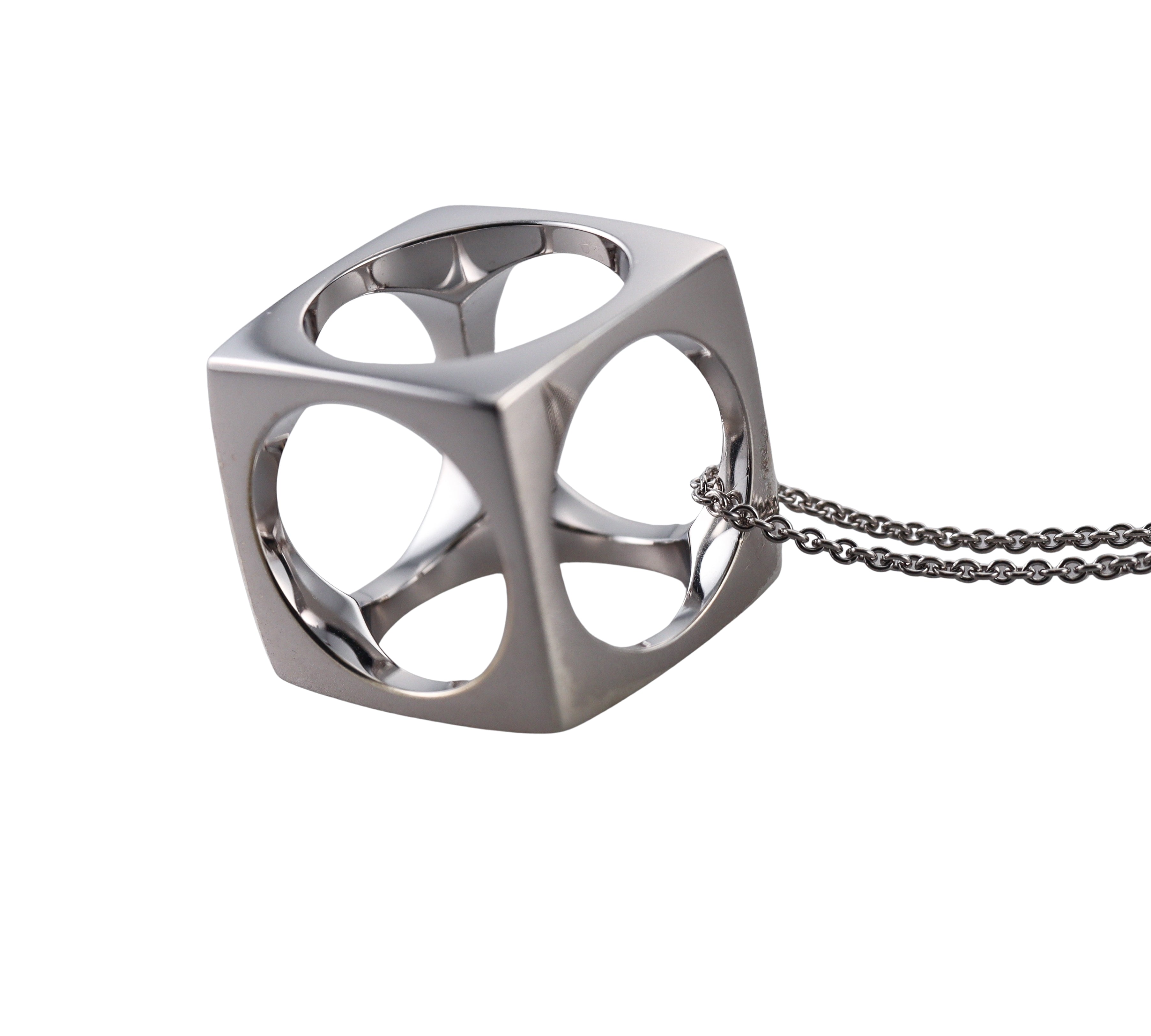 Dinh Van Sterling Cube Pendant Necklace