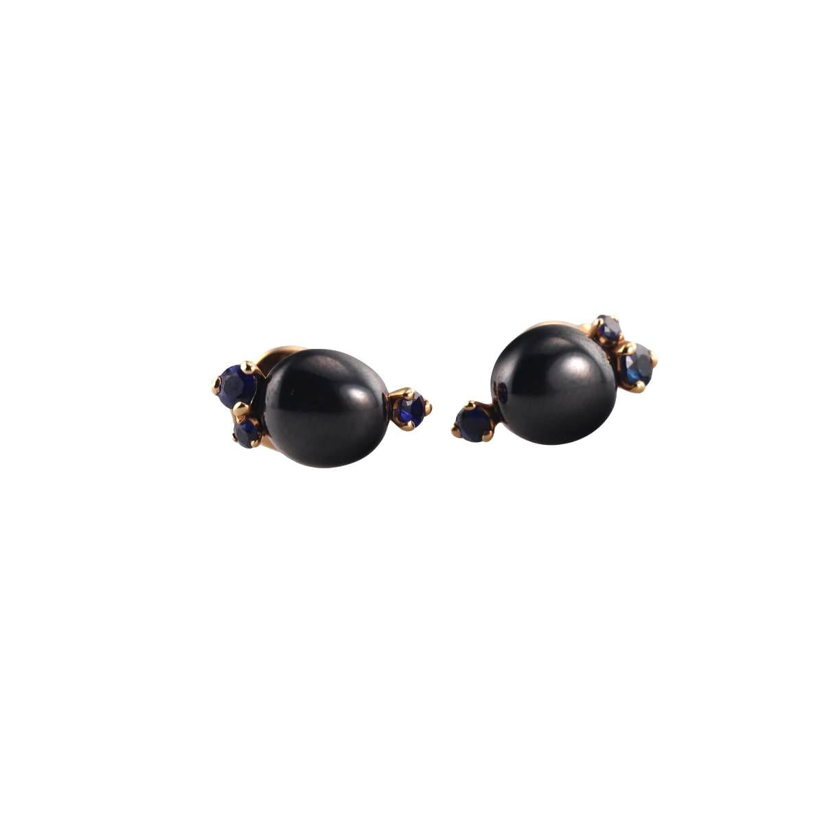 Pomellato Capri 18k Rose Gold Ceramic Sapphire Stud Earrings