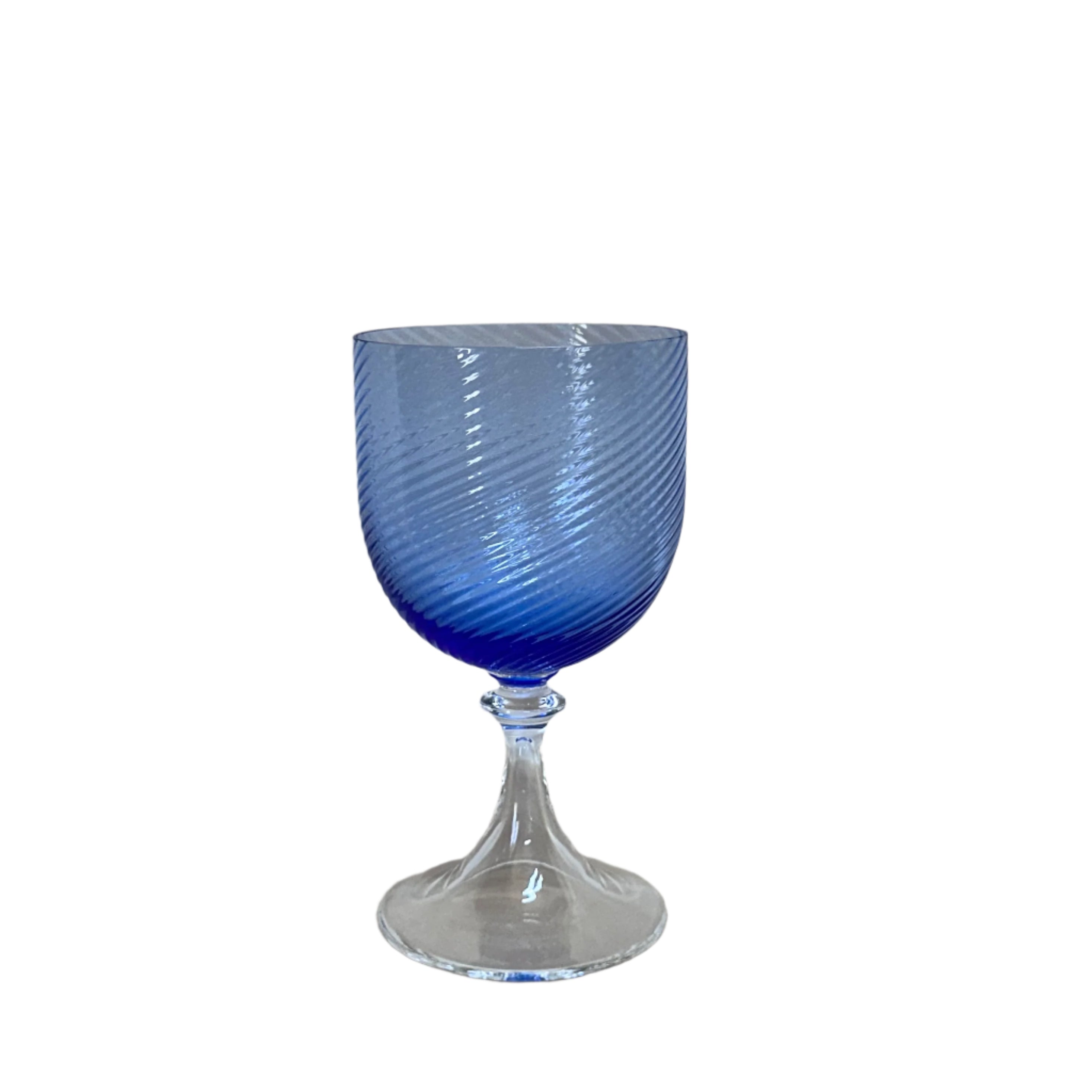 Nasonmoretti Murano Wine Blue Clear Swirl Glass