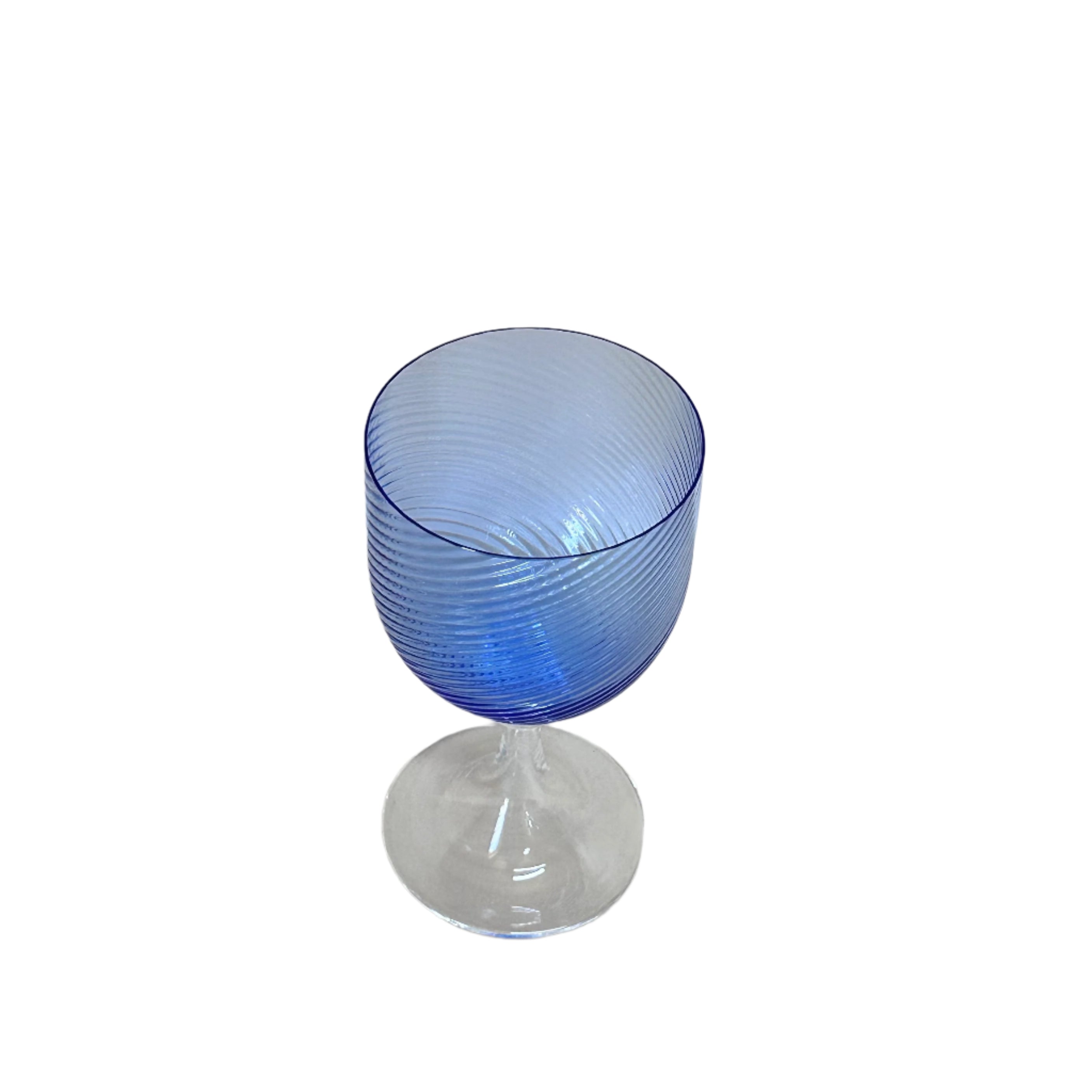 Nasonmoretti Murano Wine Blue Clear Swirl Glass