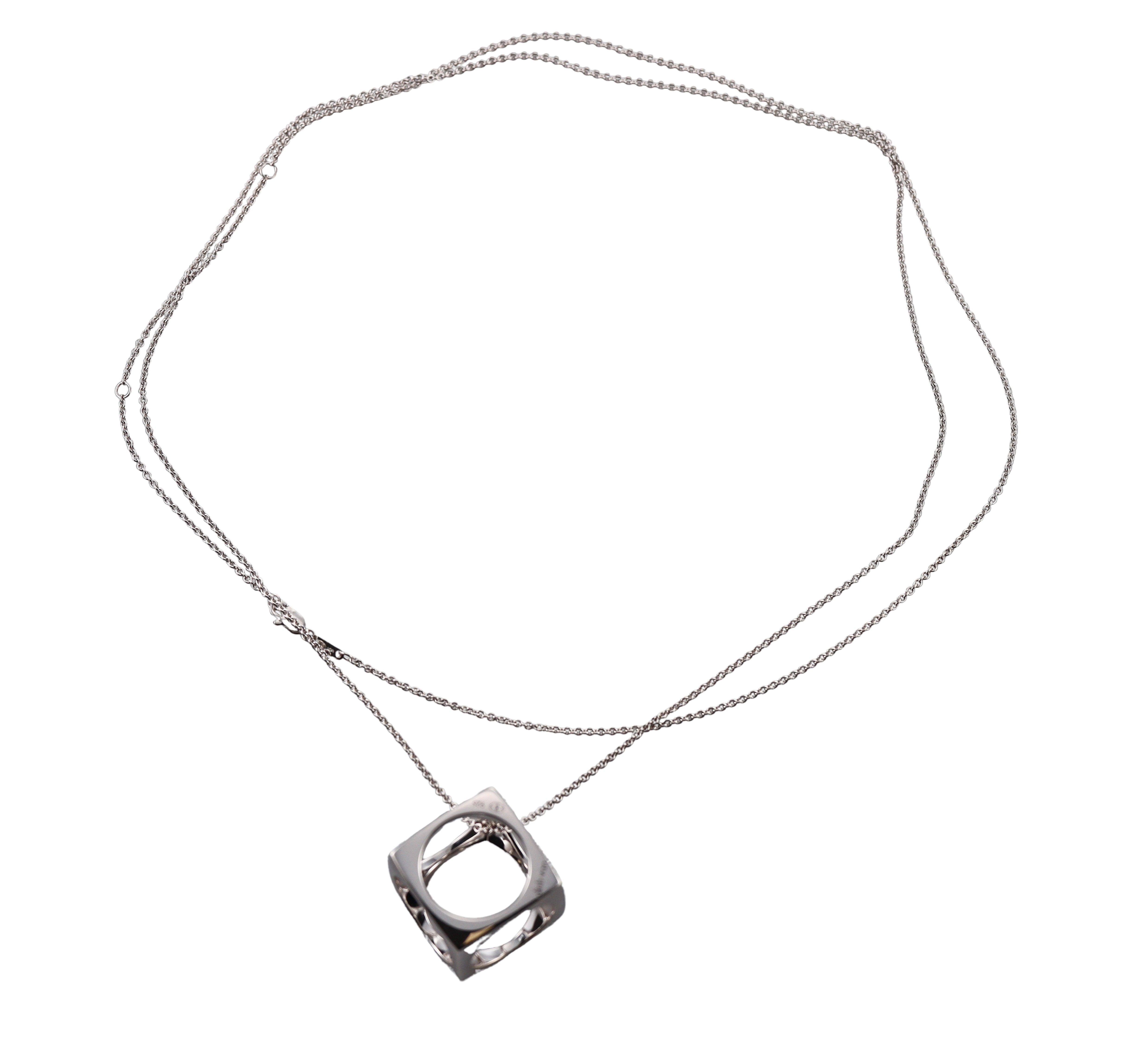Dinh Van Sterling Cube Pendant Necklace