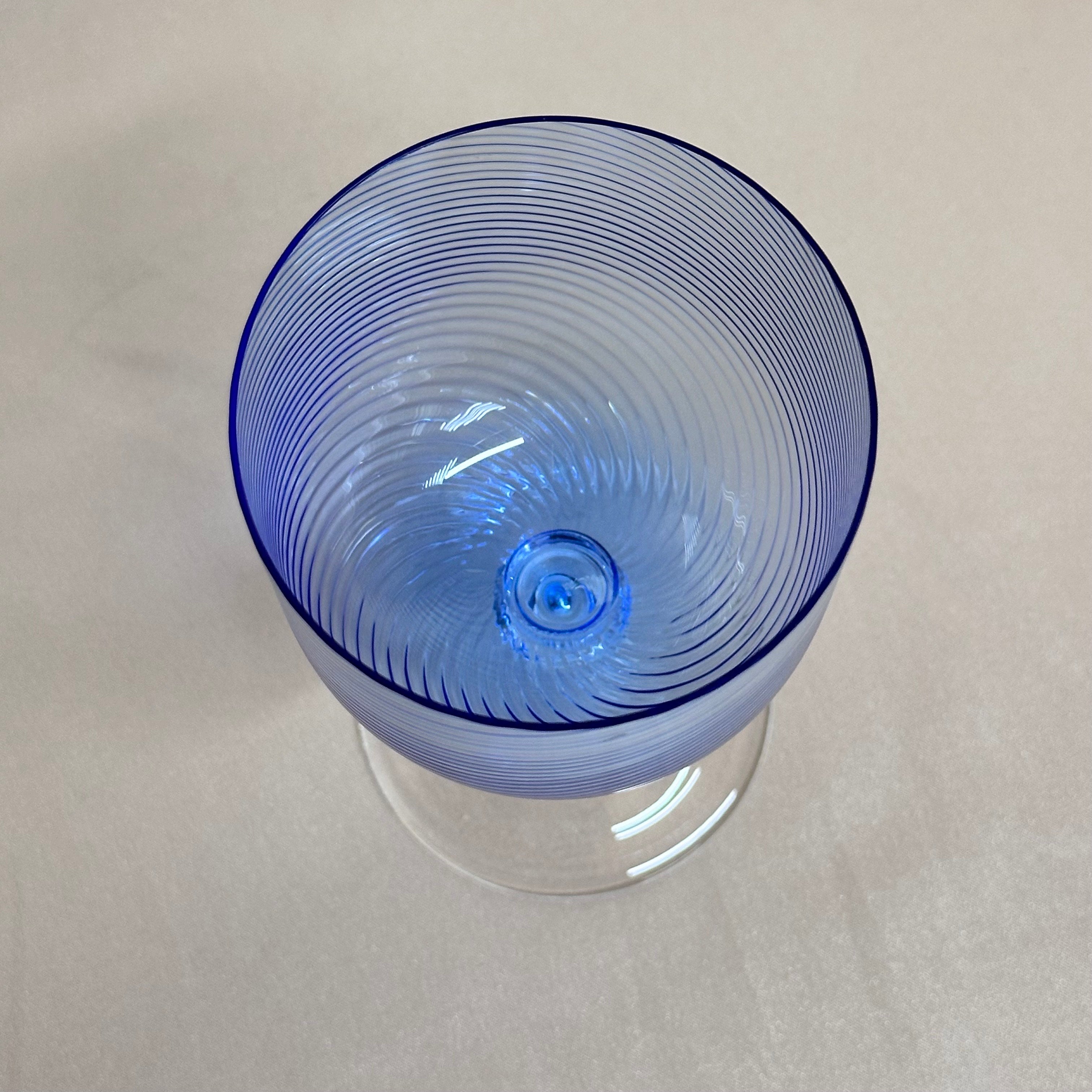 NasonMoretti Murano Wine Blue Clear Swirl Glass