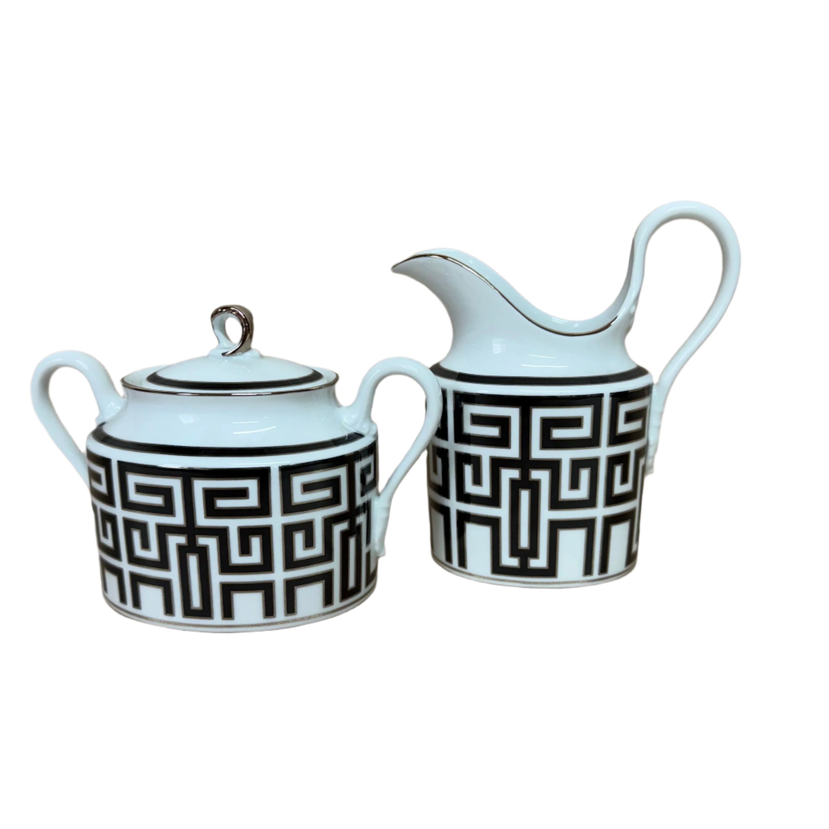 Richard Ginori Labirinto Nero Sugar Bowl & Creamer Set