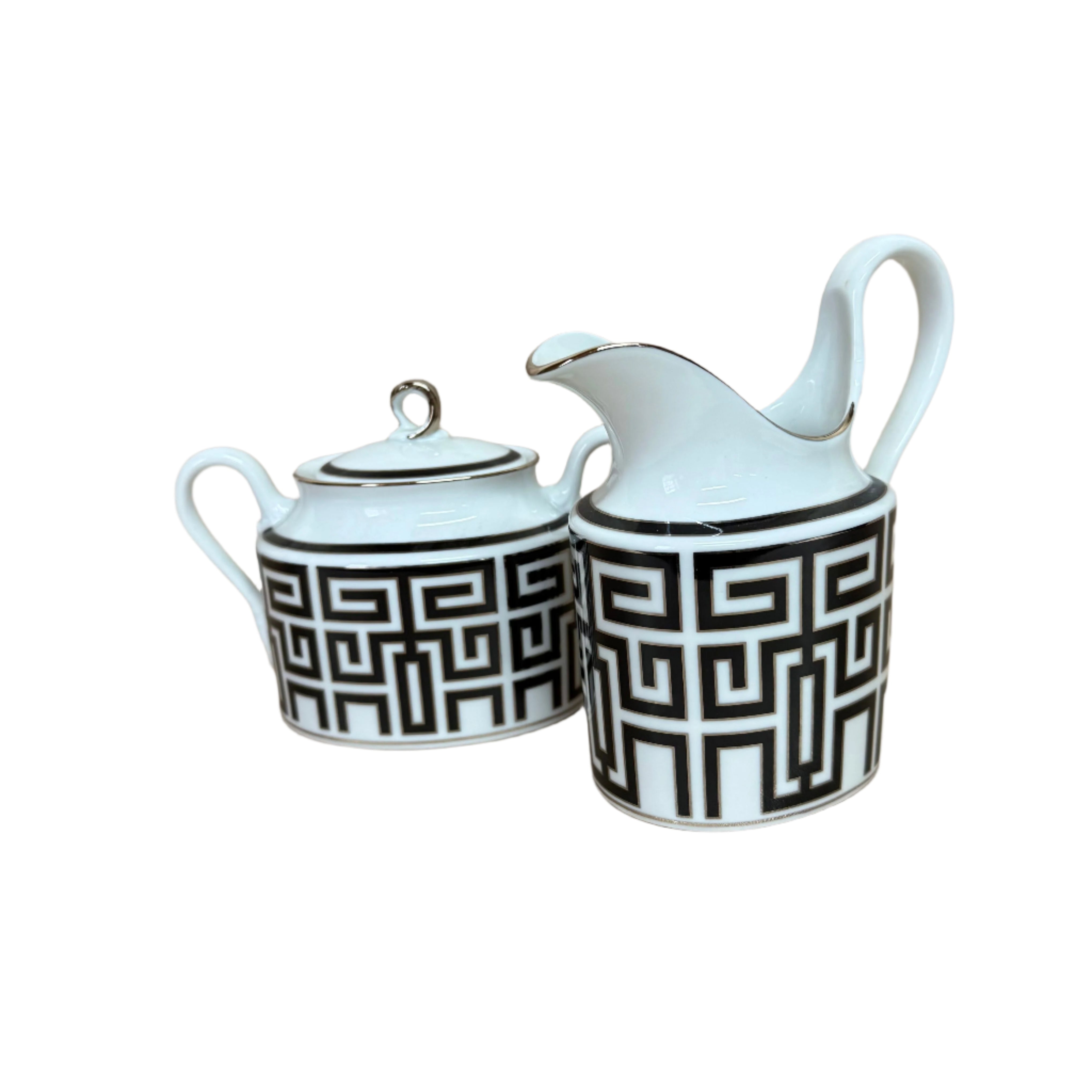 Richard Ginori Labirinto Nero Sugar Bowl & Creamer Set