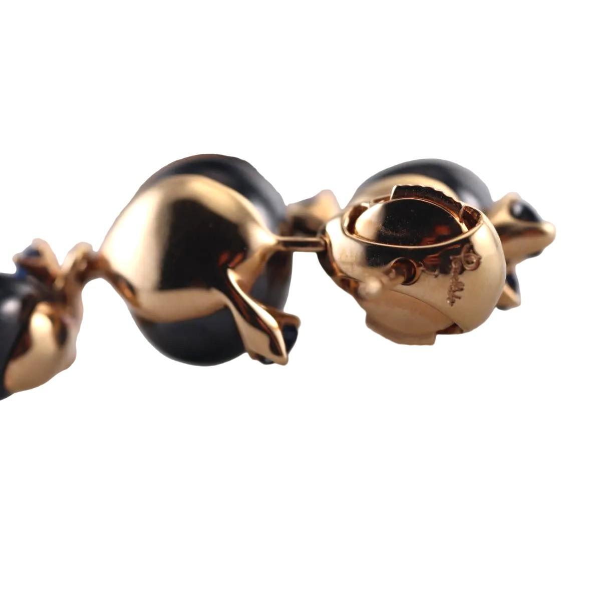 Pomellato Capri 18k Rose Gold Ceramic Sapphire Drop Earrings
