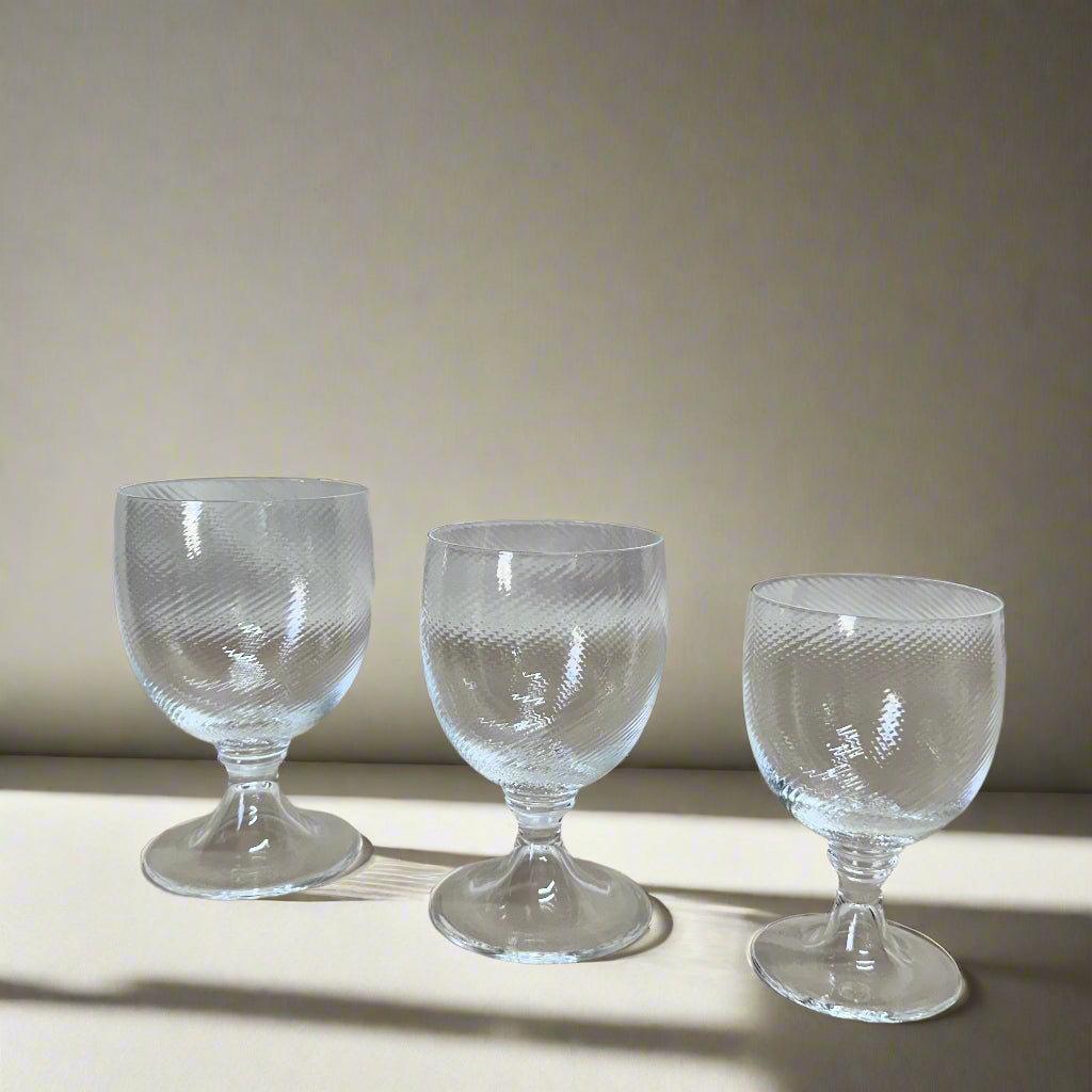 Nasonmoretti Murano Wine Clear Swirl Glass Set of 3