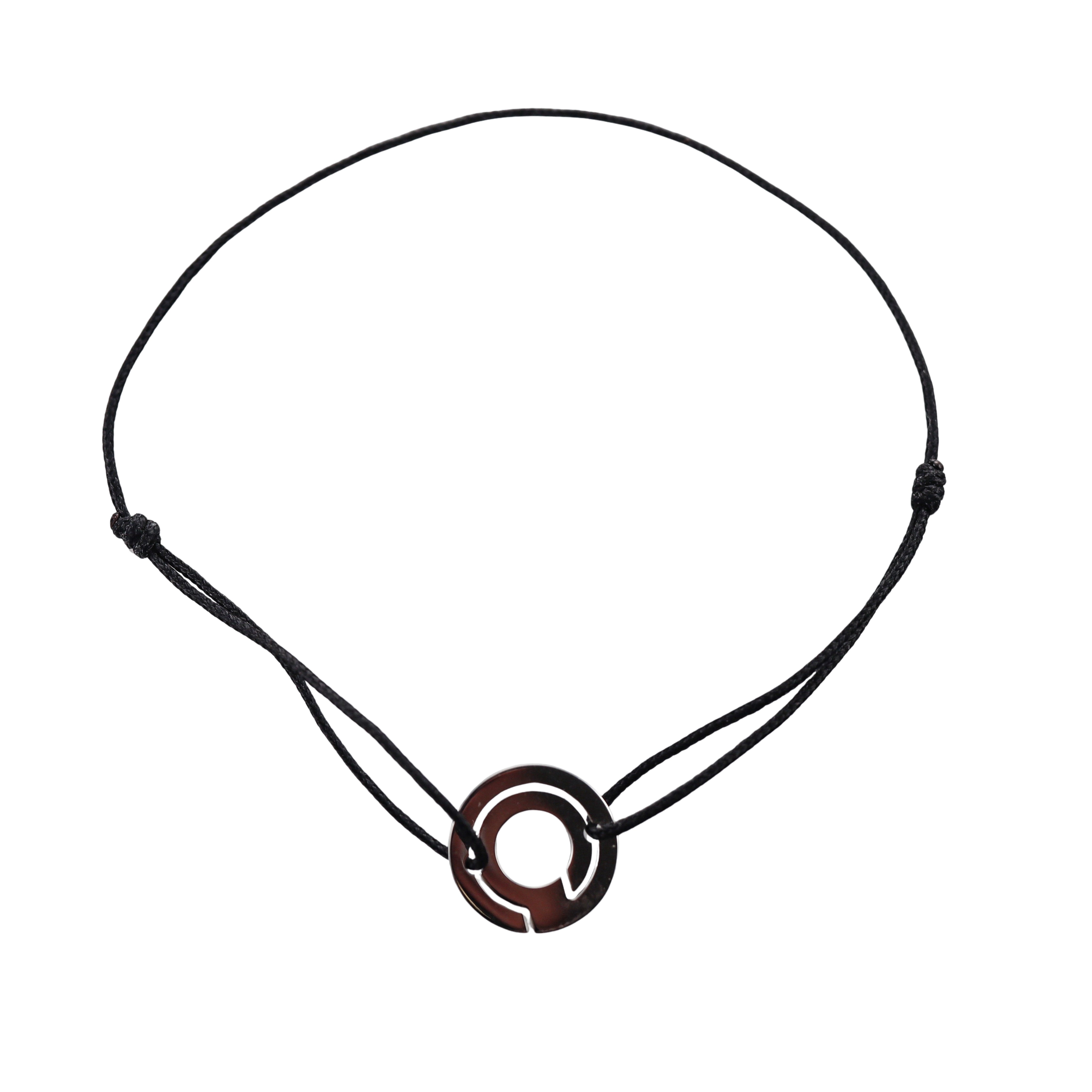 Dinh Van White Gold Handcuff Charm Adjustable Cord Bracelet