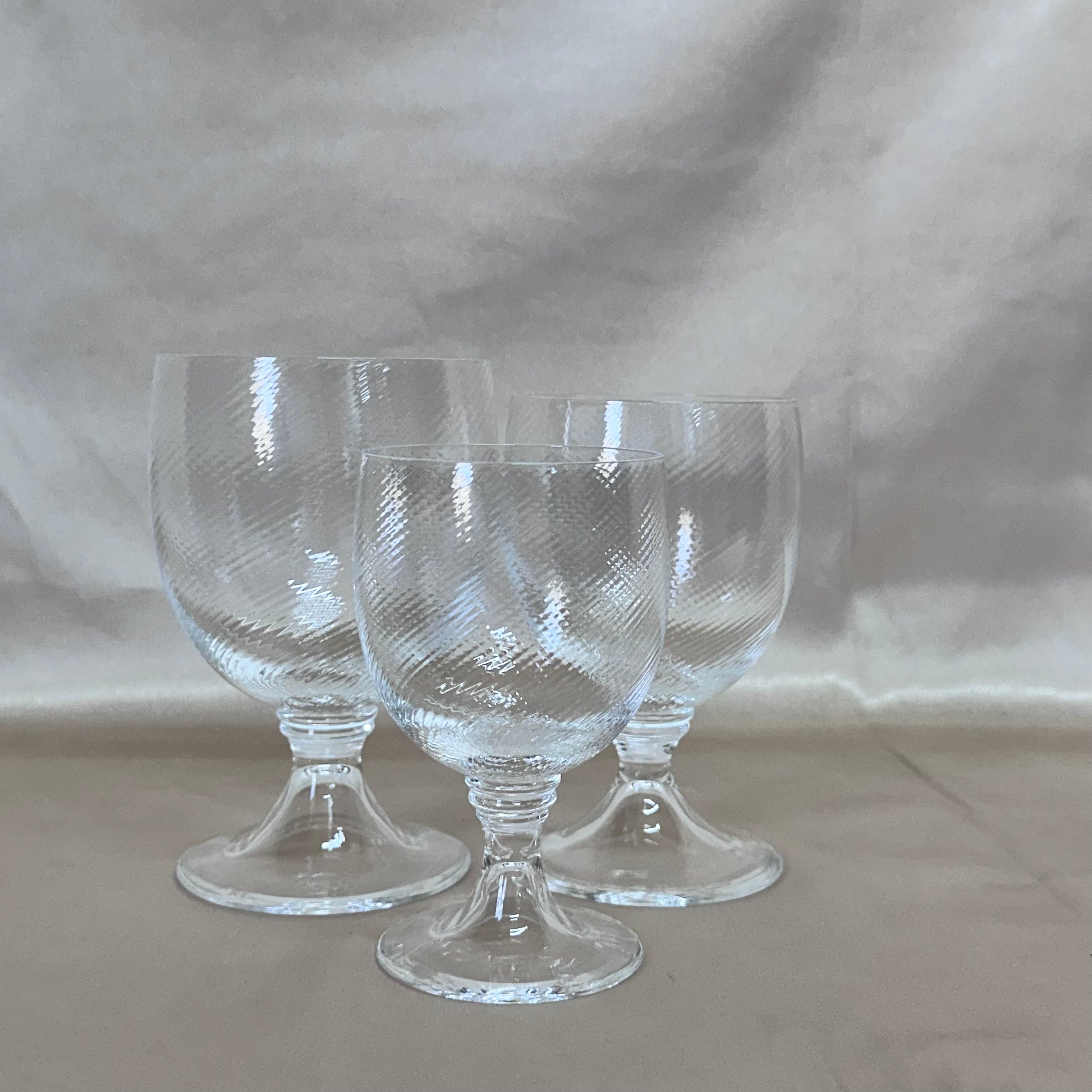 Nasonmoretti Murano Wine Clear Swirl Glass Set of 3