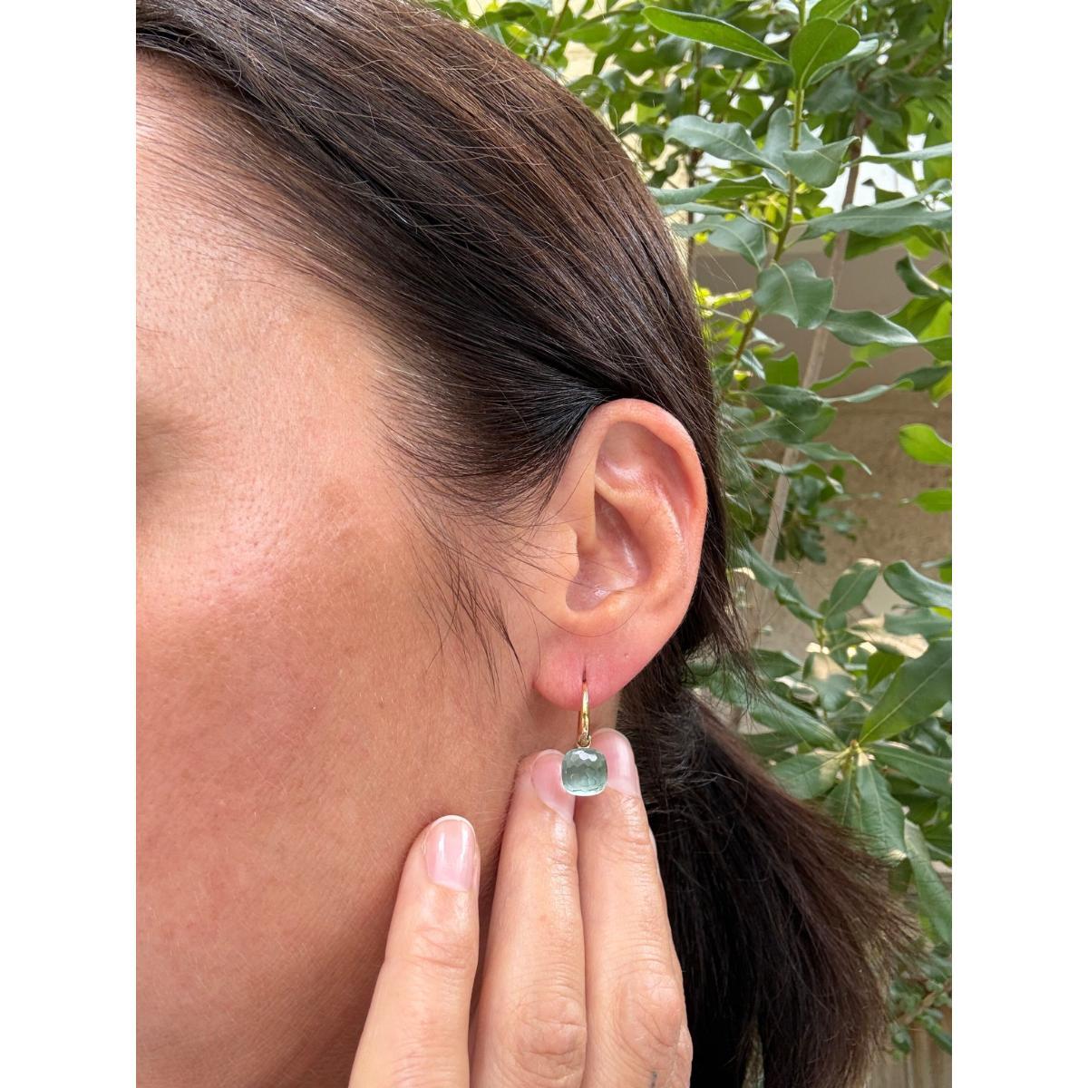 Pomellato Nudo Mini 18k Gold Blue Topaz Earrings