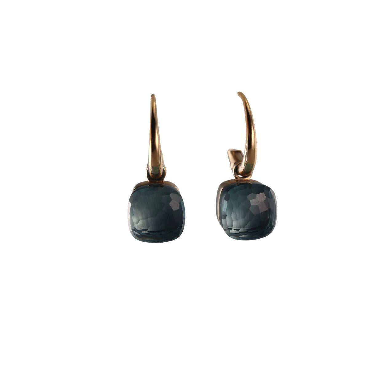 Pomellato Nudo Mini 18k Gold Blue Topaz Earrings
