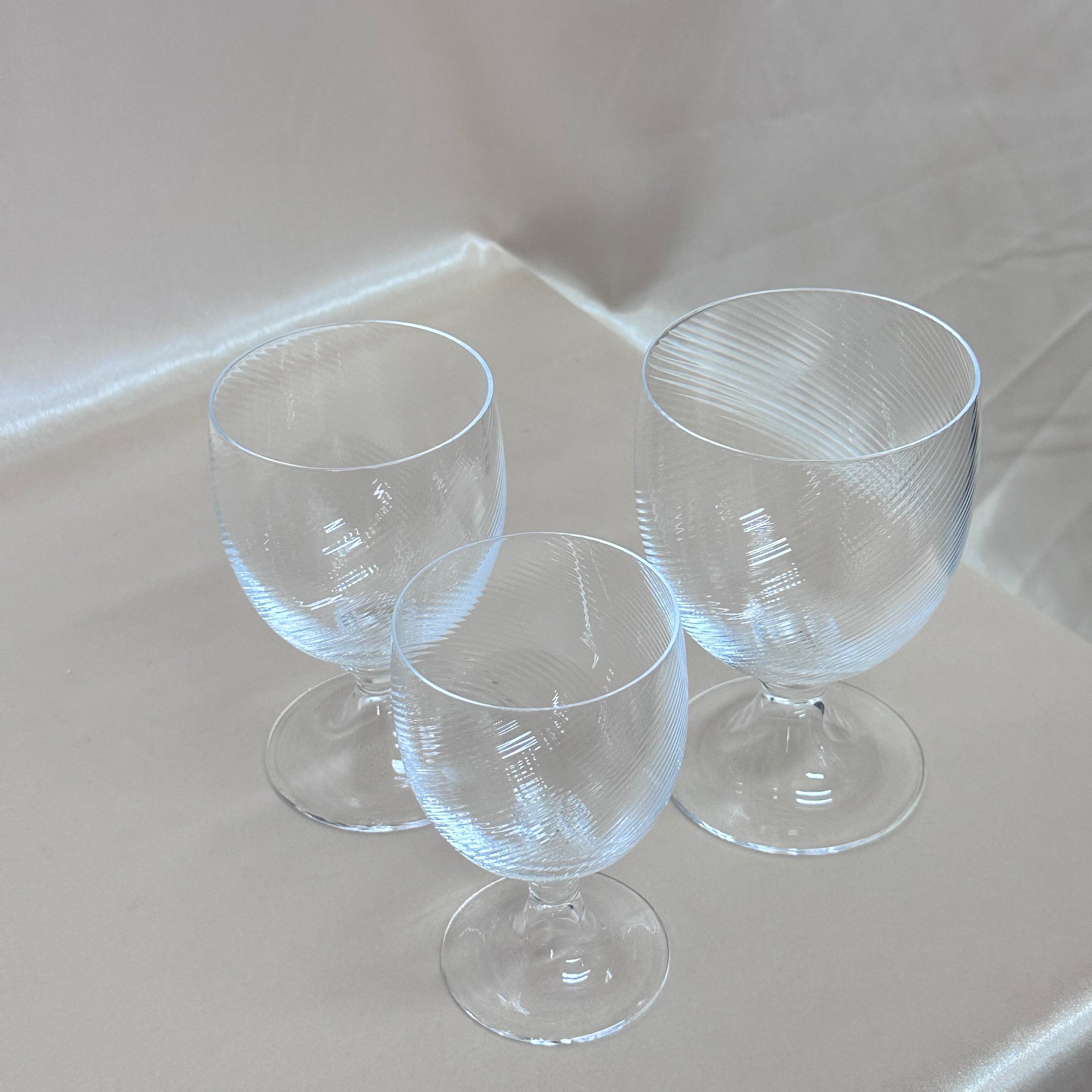 Nasonmoretti Murano Wine Clear Swirl Glass Set of 3