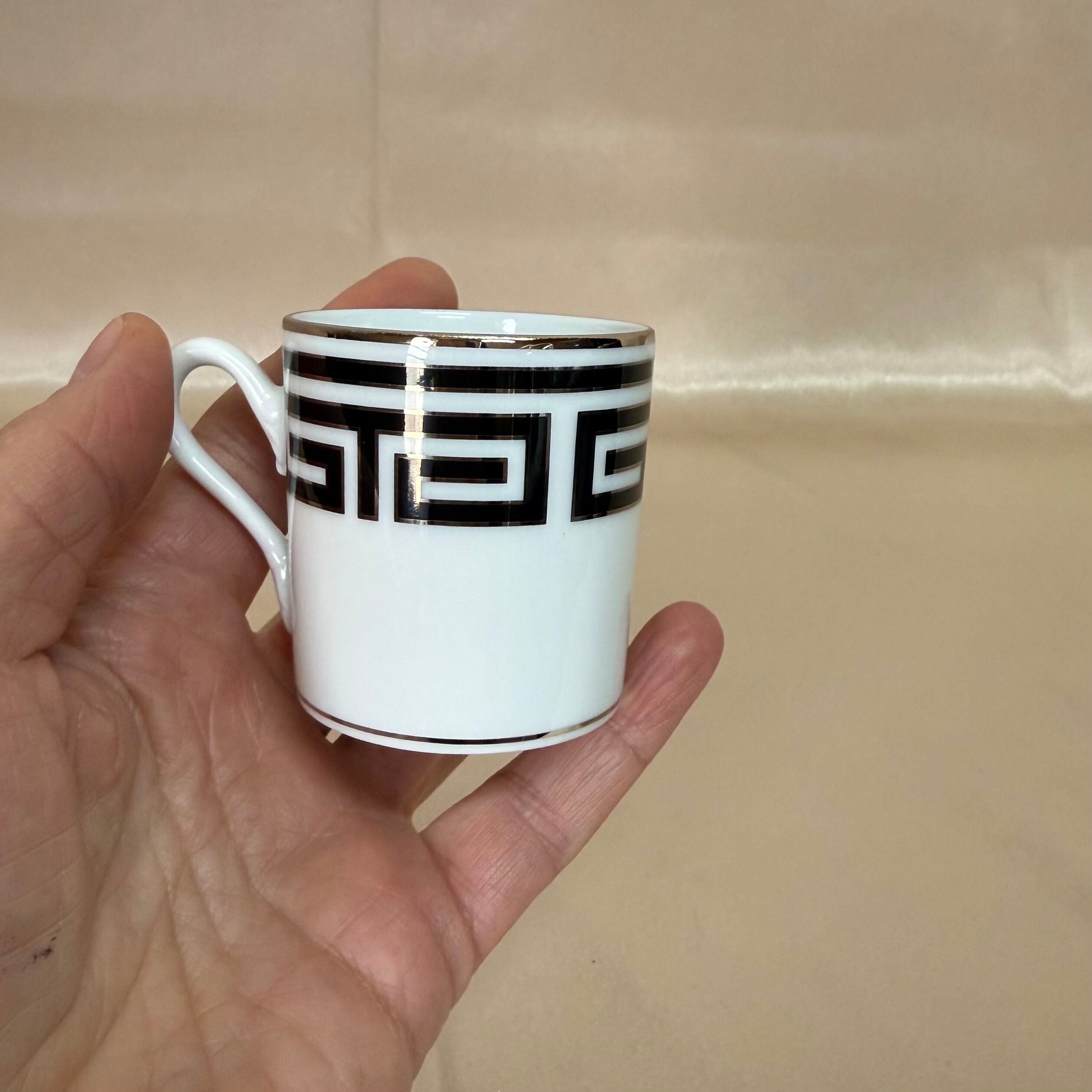 Richard Ginori Labirinto Nero Espresso Cup & Saucer Set of 6