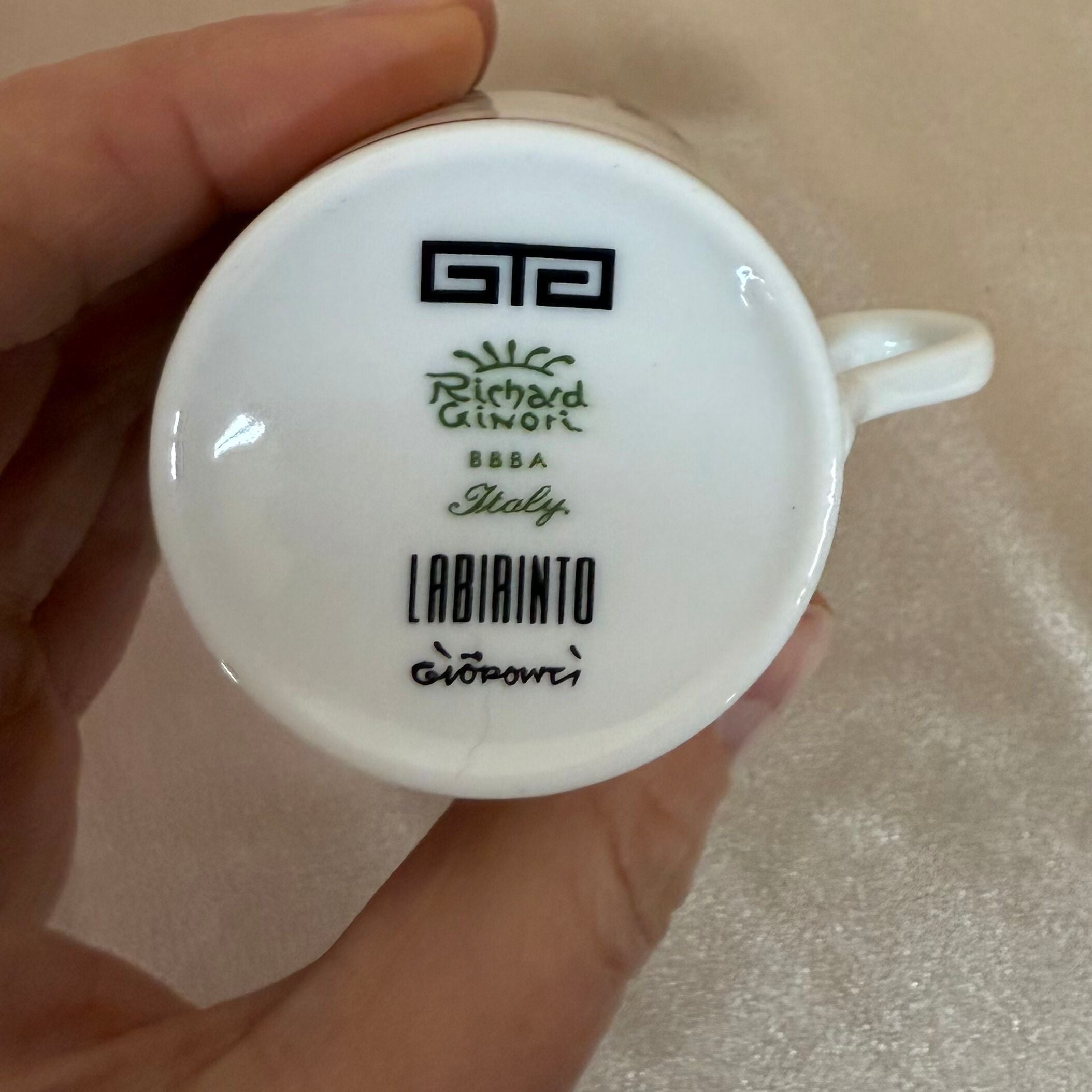 Richard Ginori Labirinto Nero Espresso Cup & Saucer Set of 6