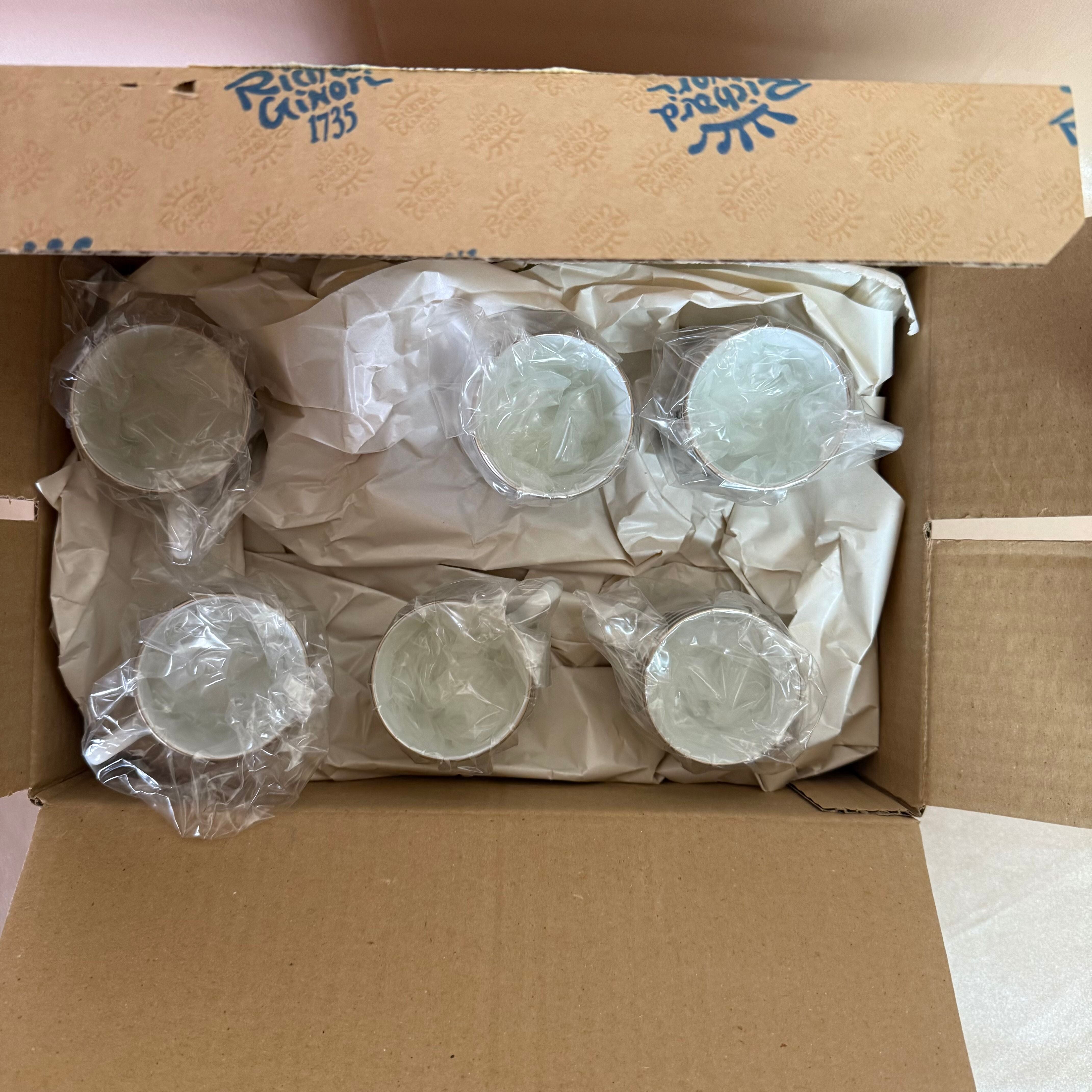 Richard Ginori Labirinto Nero Espresso Cup & Saucer Set of 6