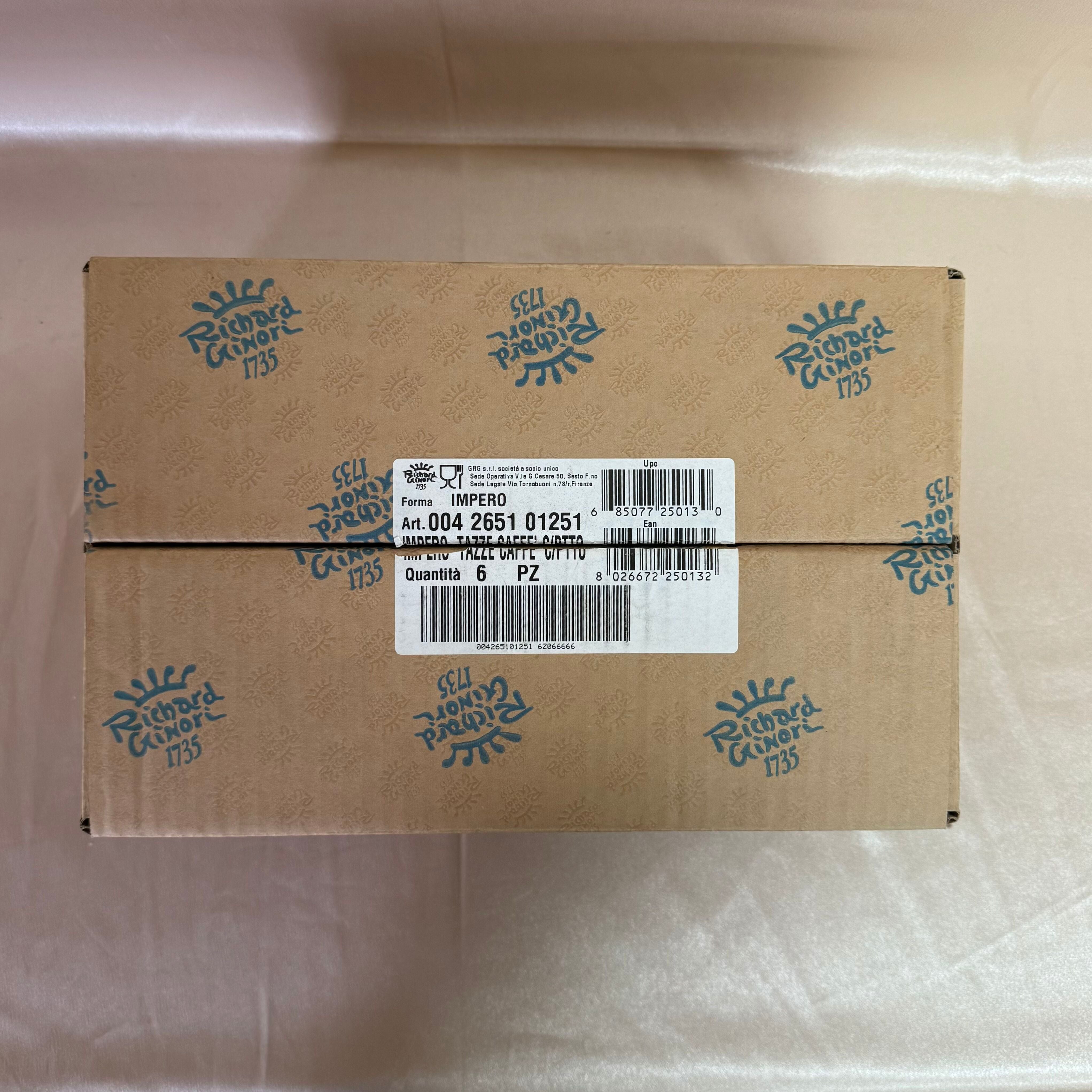 Richard Ginori Labirinto Nero Espresso Cup & Saucer Set of 6